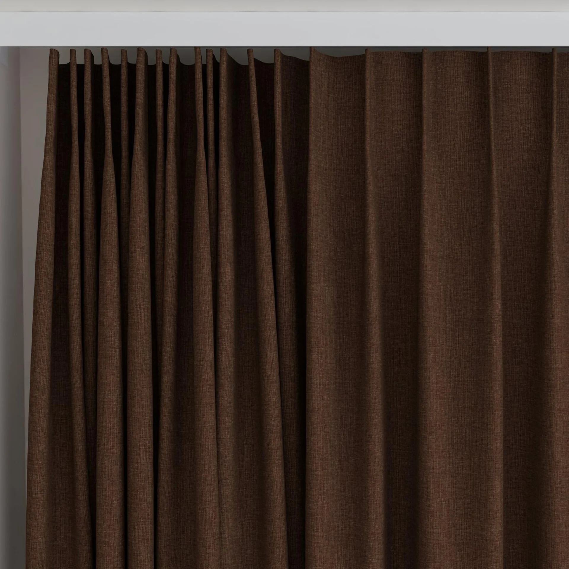 Top view of Coverlet Bark, on curtain rail