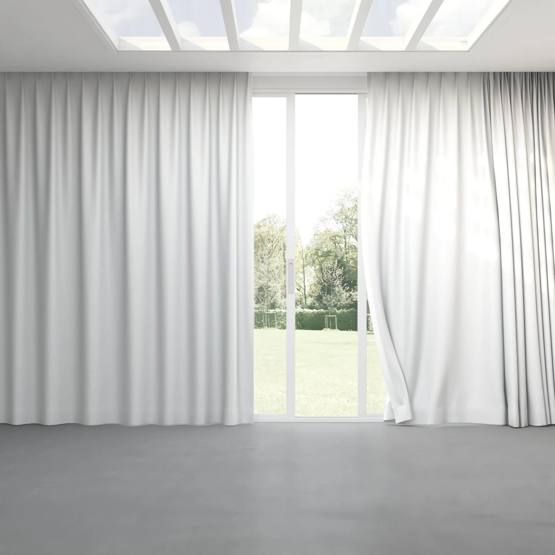 Full view of Hastings White, pinch pleat