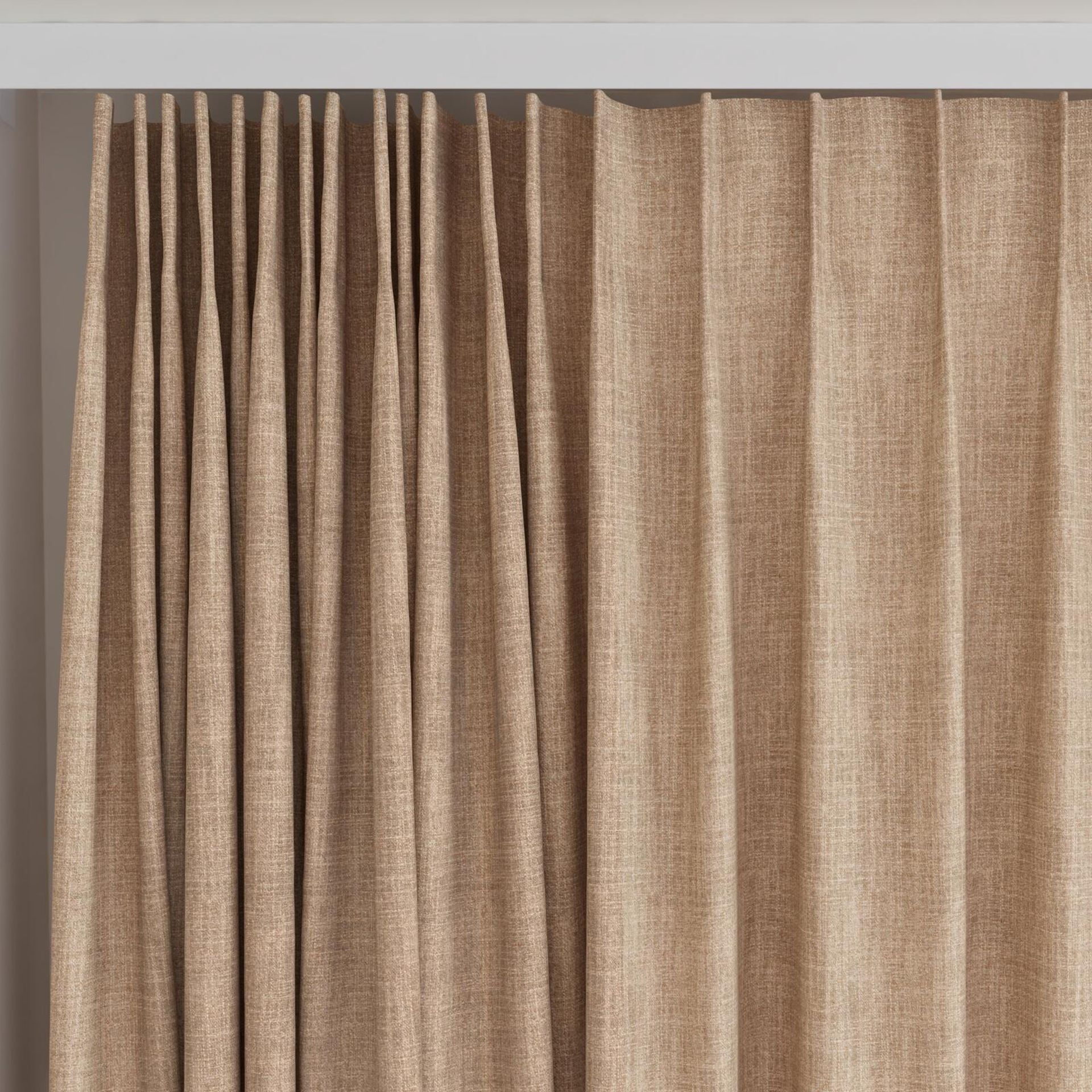Top view of Motion Caramel, on curtain rail