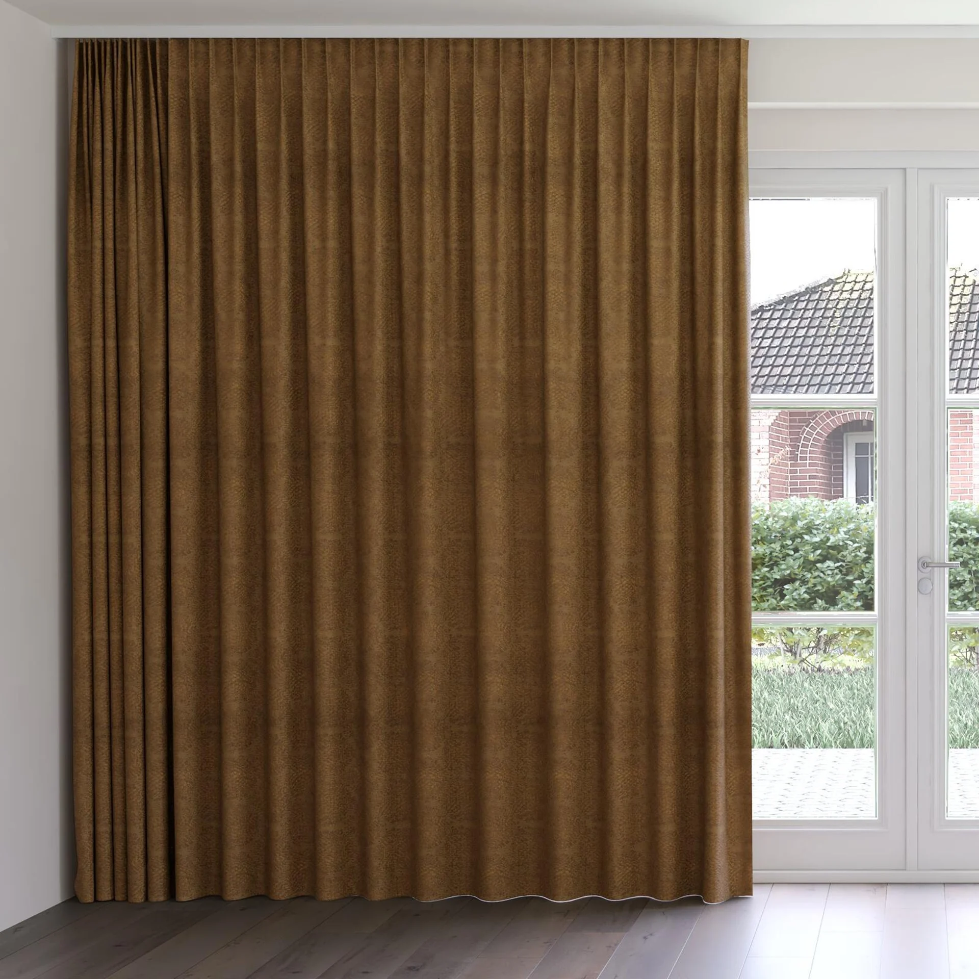 Front view of Gilda Gold, on curtain rail
