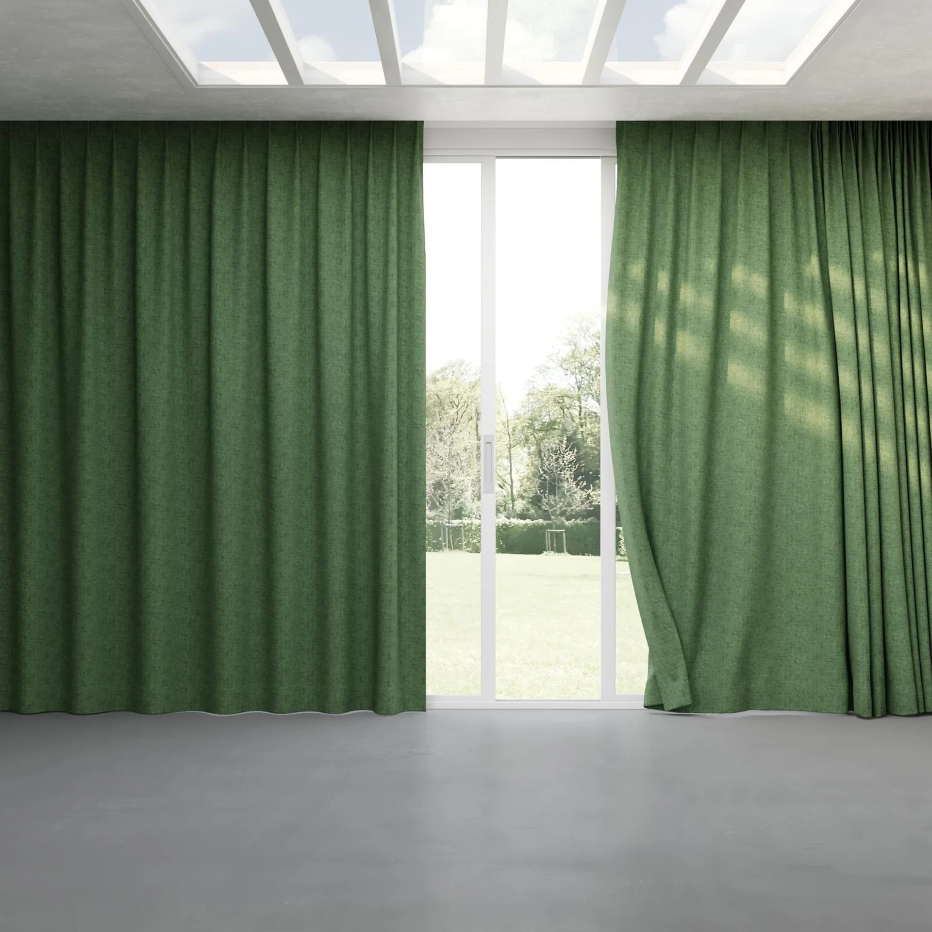 Full view of Earthwild Pesto, pinch pleat