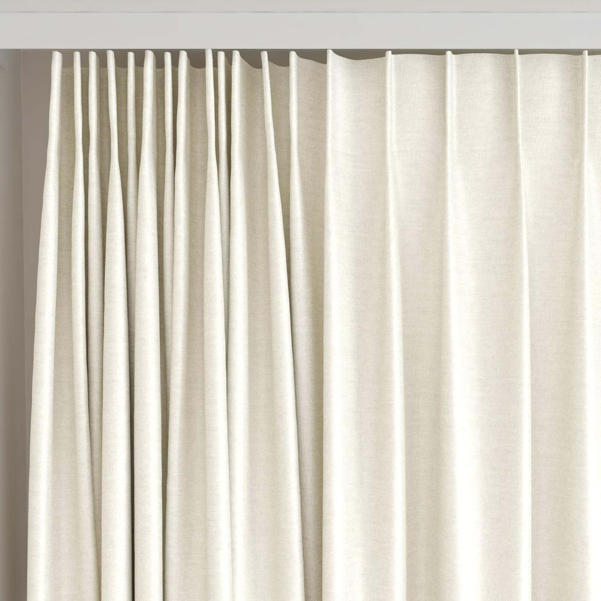 Top view of Provence Ivory, on curtain rail