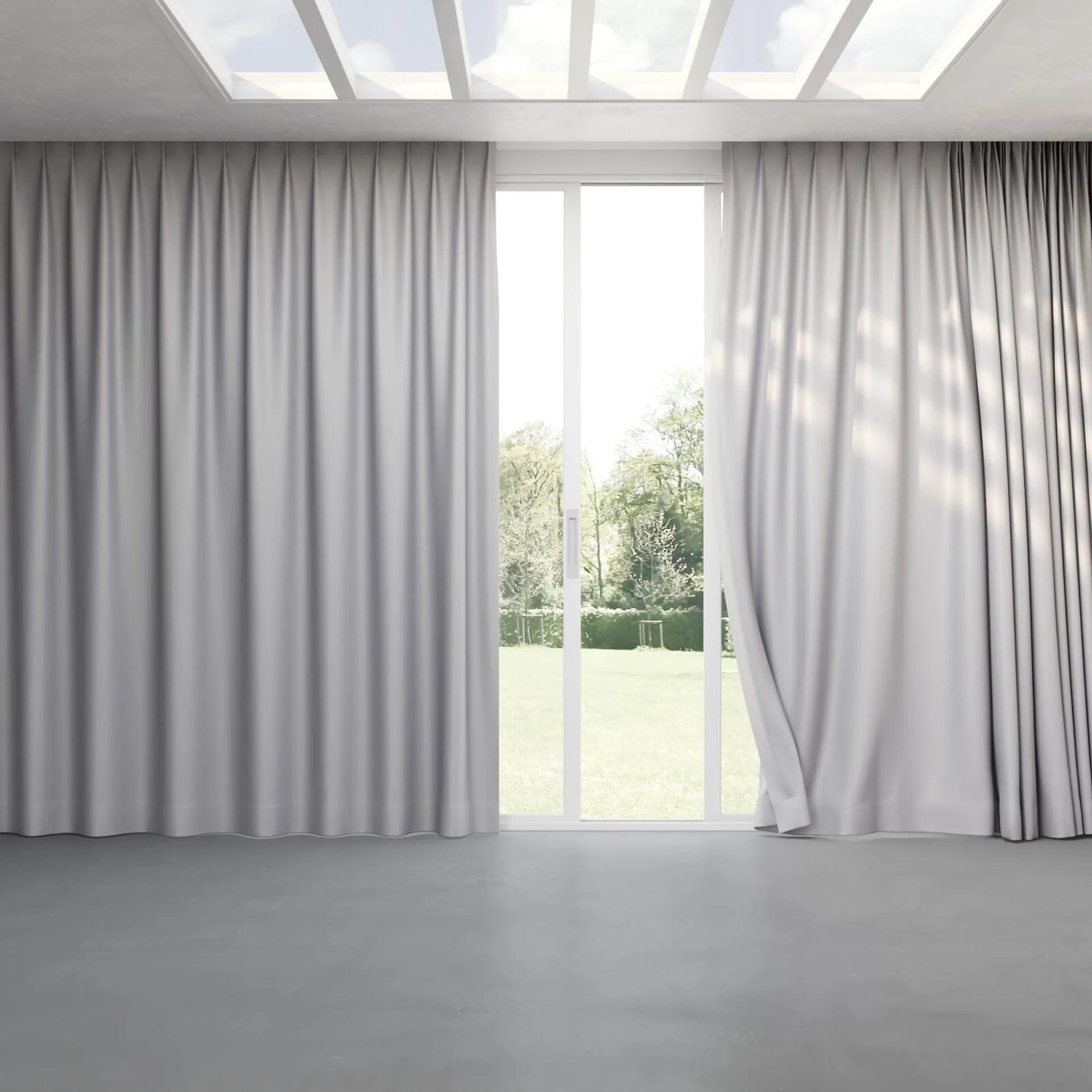 Full view of Stellar Blackout Dove, pinch pleat