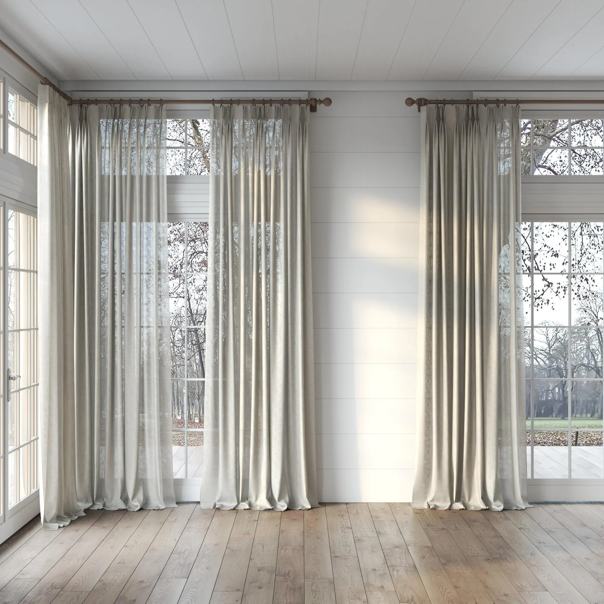 Full view of Charanga Dune, puddled, on curtain rod