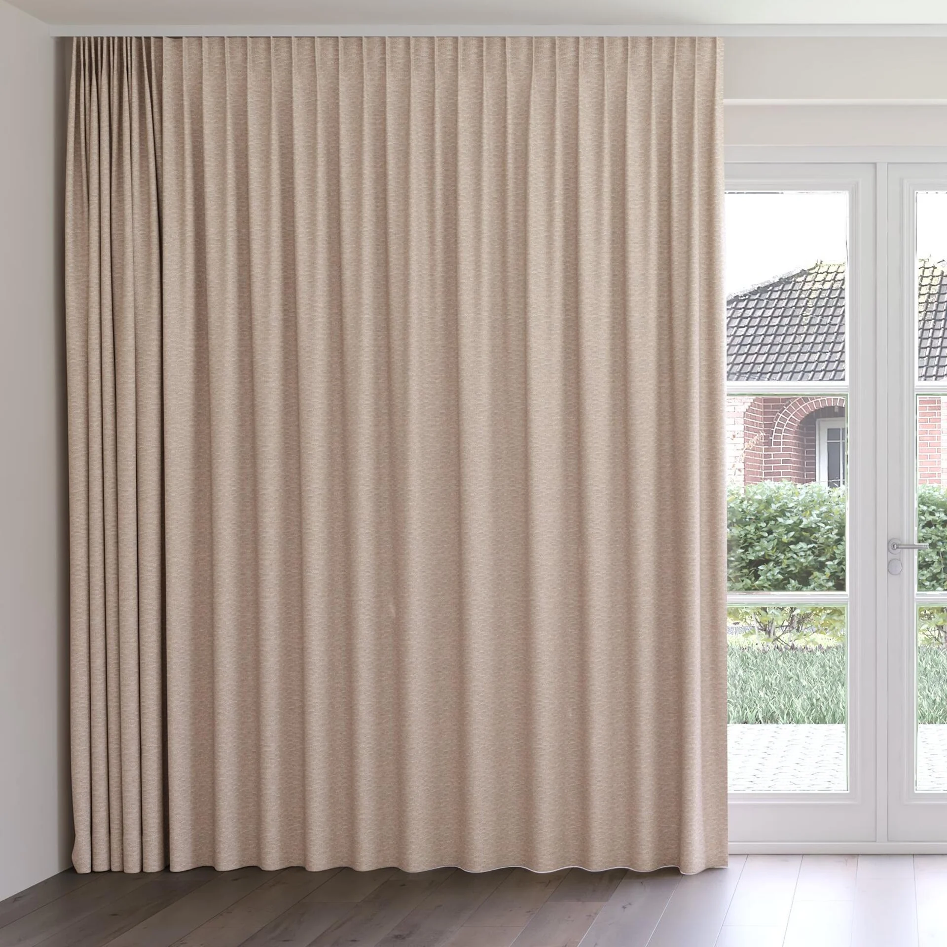 Front view of Cestino Clay, on curtain rail