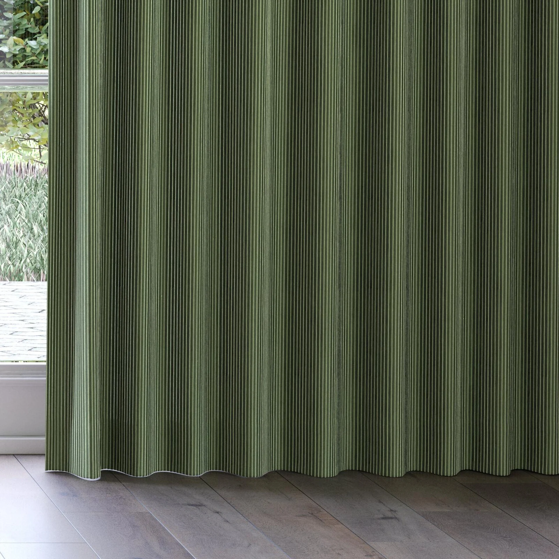 Bottom view of Embrace Wasabi, on curtain rail