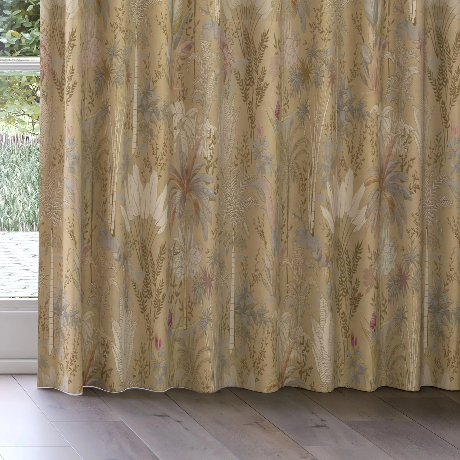 Bottom view of Paloma Dusk, on curtain rail