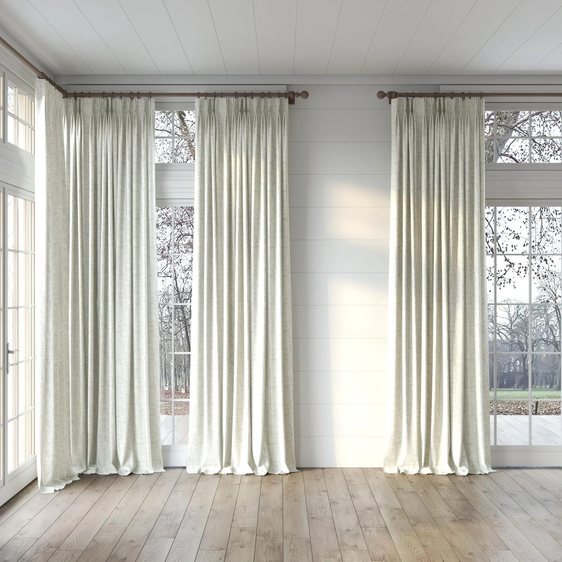 Full view of Earthwild Stucco, puddled, on curtain rod