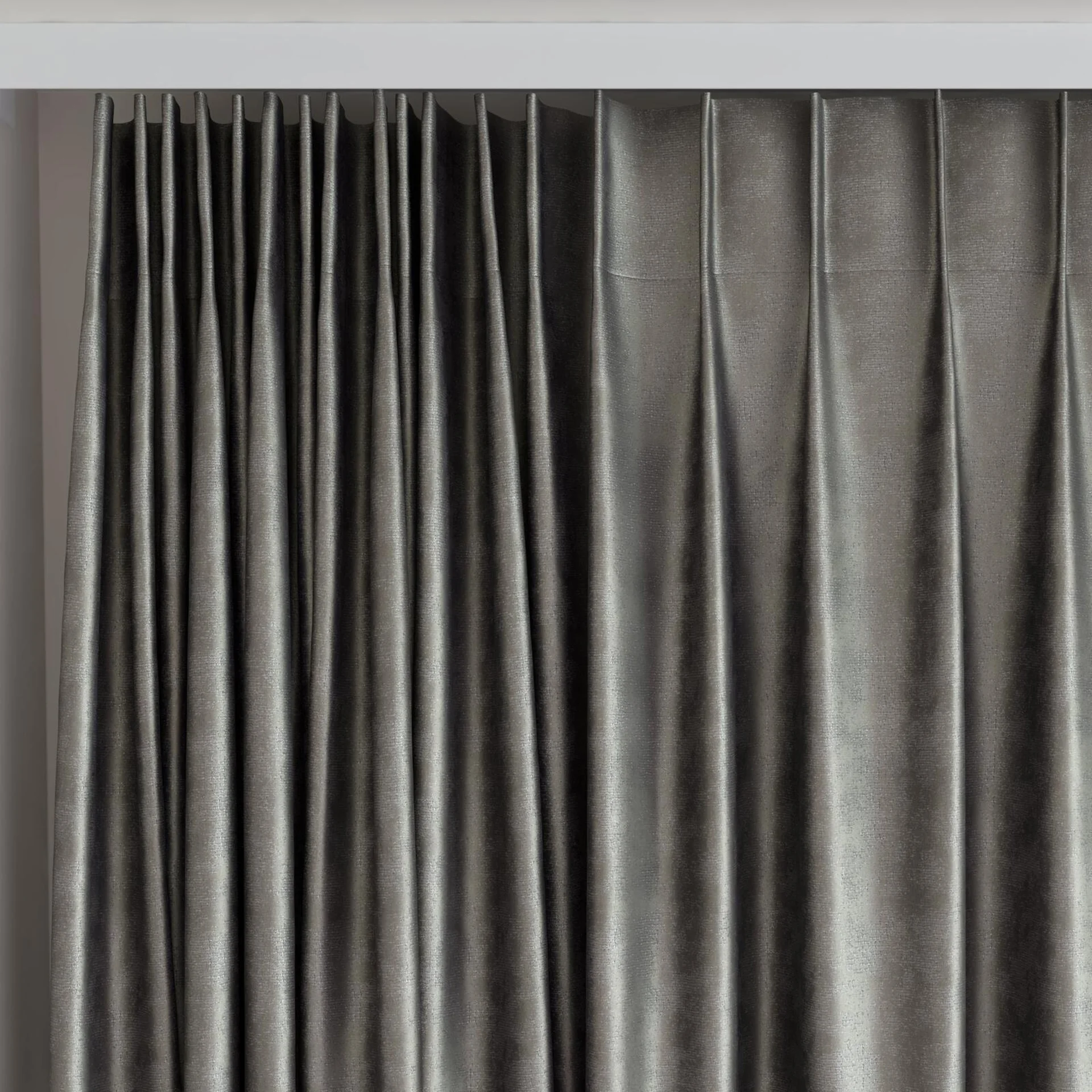 Top view of Fizz Slate, on curtain rail