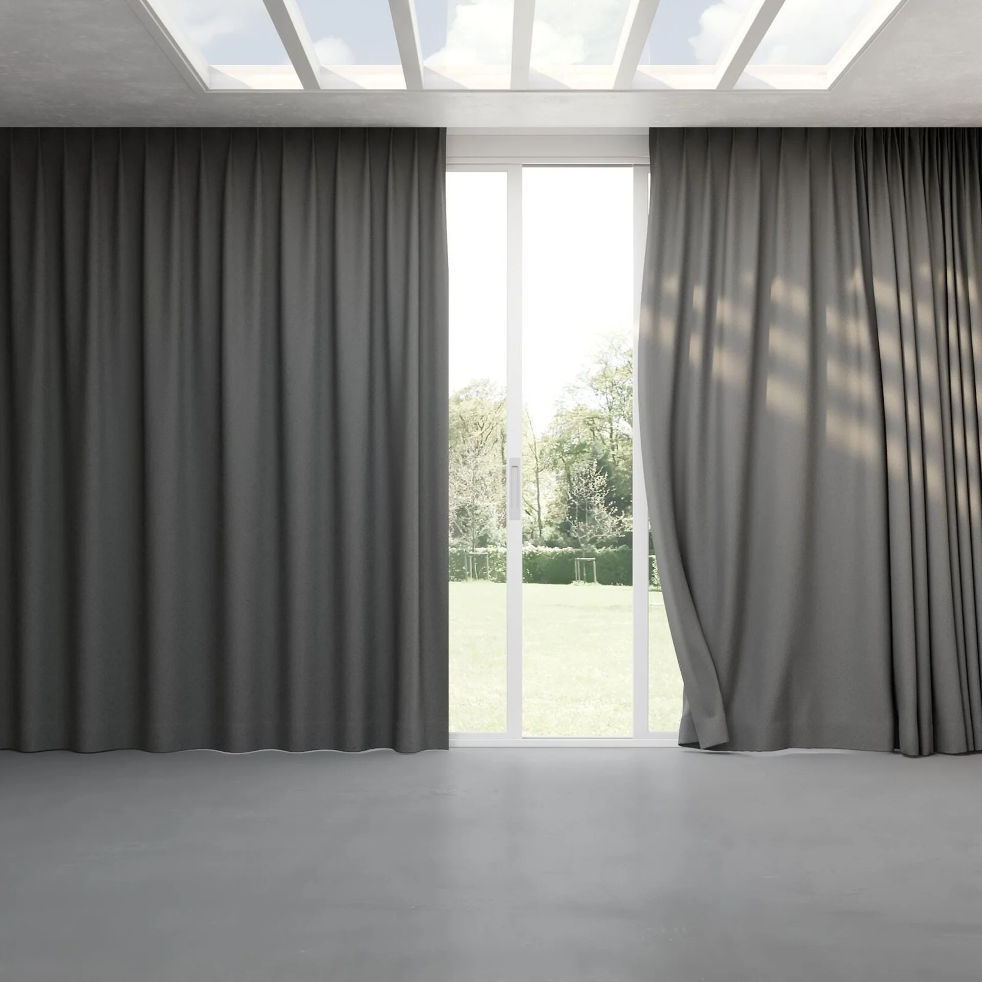 Full view of Quantum FR Gunmetal, pinch pleat