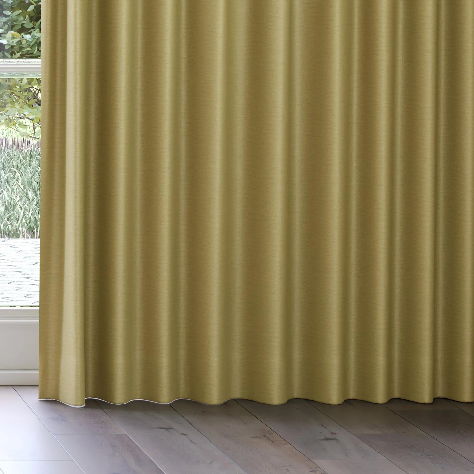 Bottom view of Re-Juvenate Chartreuse, on curtain rail