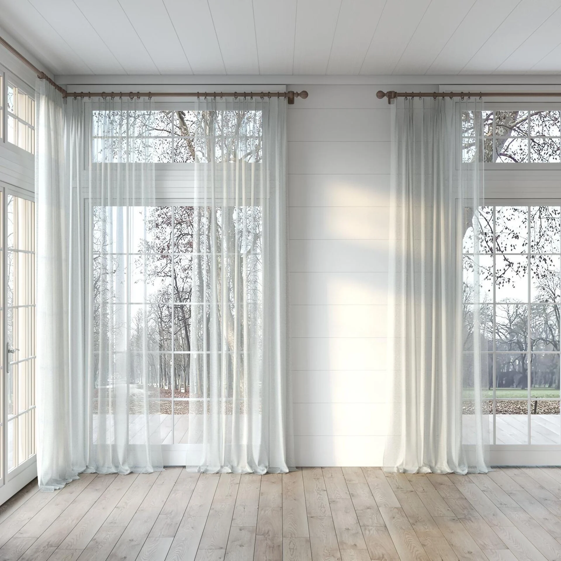 Full view of Radiant Crystal, puddled, on curtain rod