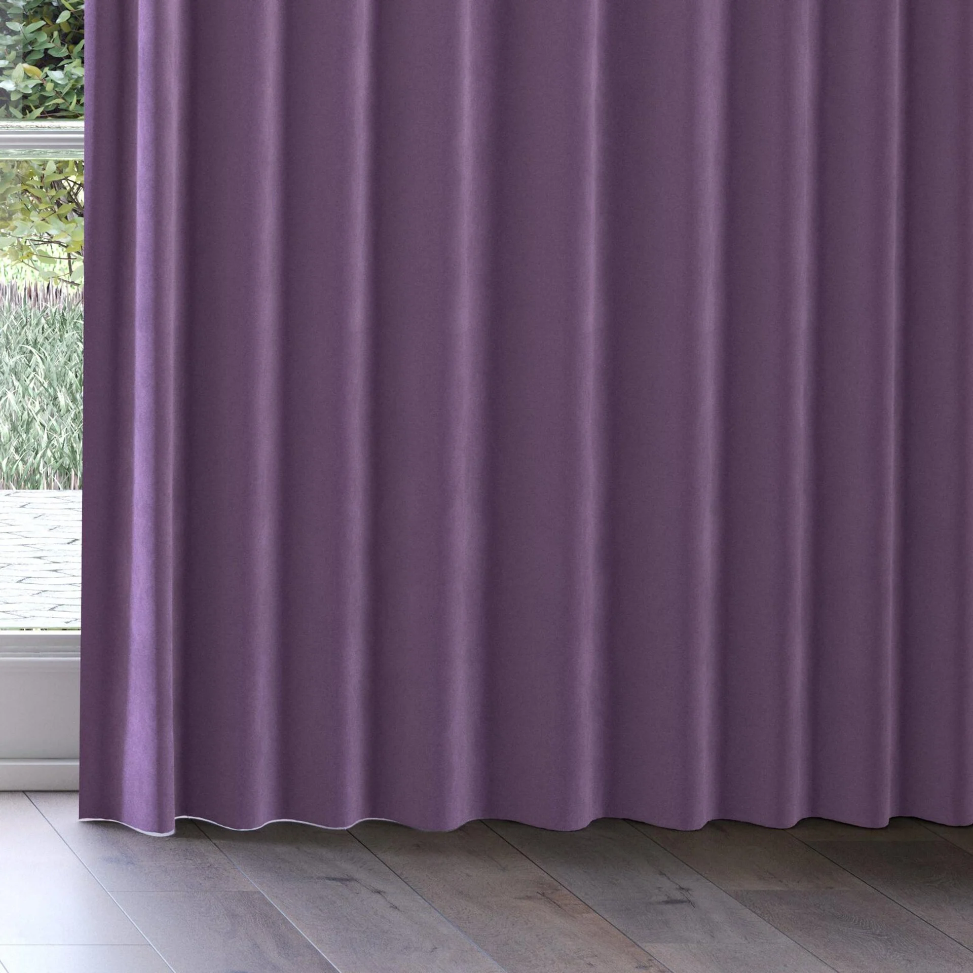 Bottom view of Moon Plum, on curtain rail