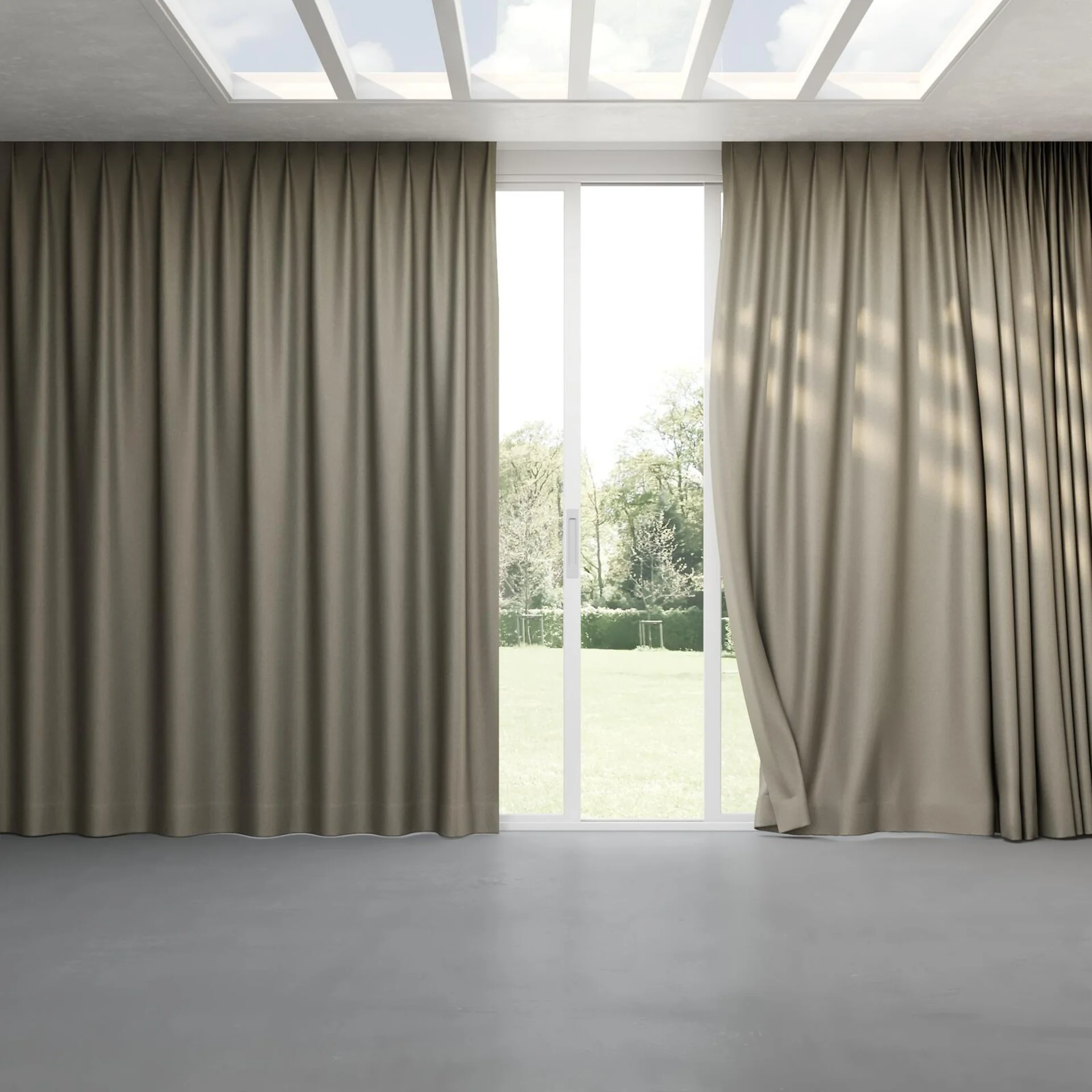 Full view of Matrix FR Mink, pinch pleat