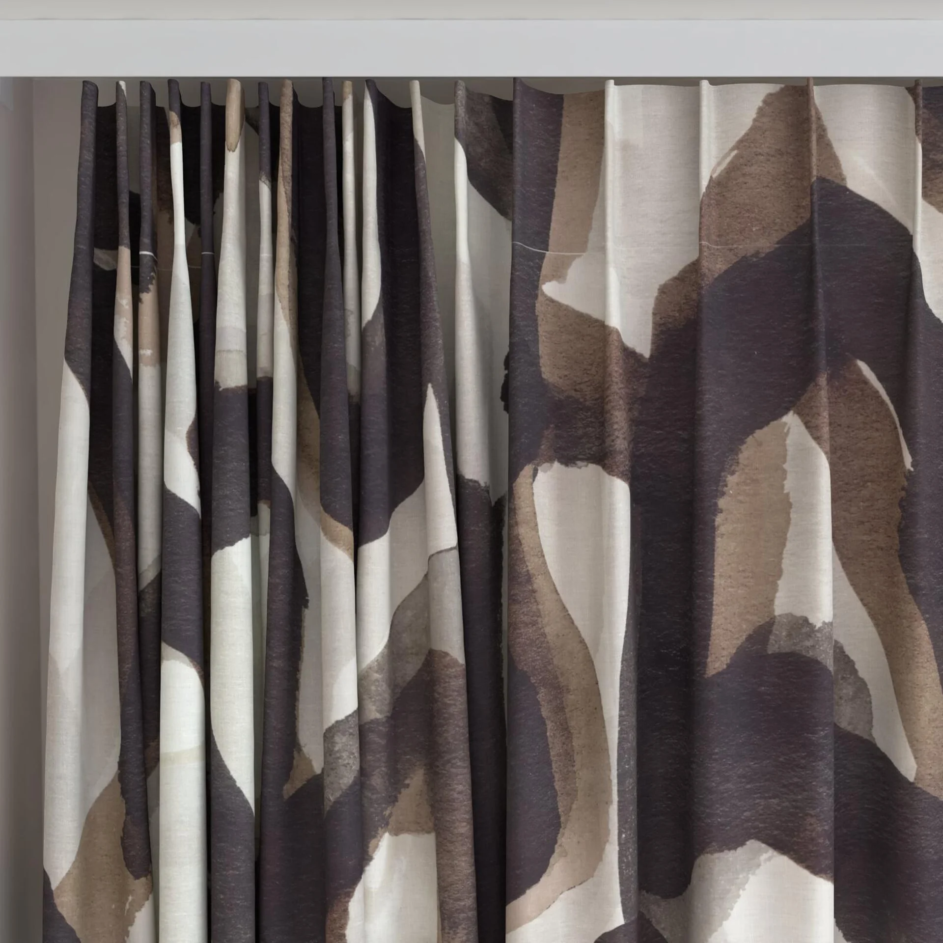 Top view of Abstraction Basalt, on curtain rail