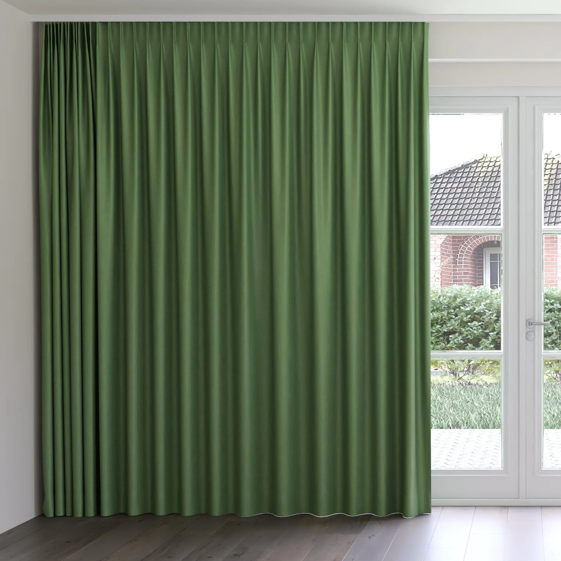 Front view of Kidglove Moss, on curtain rail