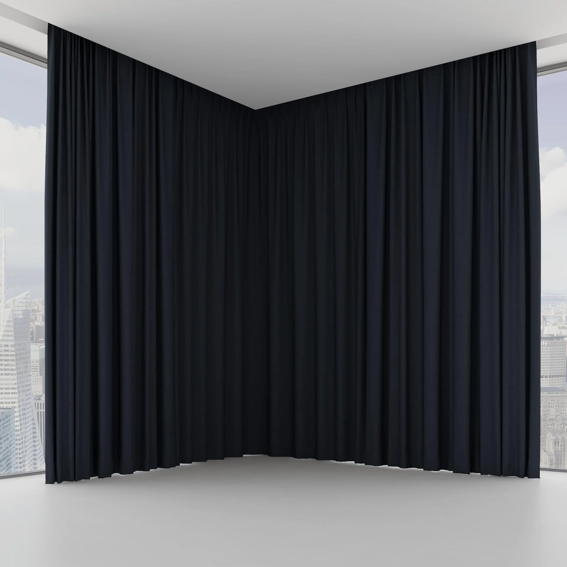 Front view of Coverlet Night, on hidden rail