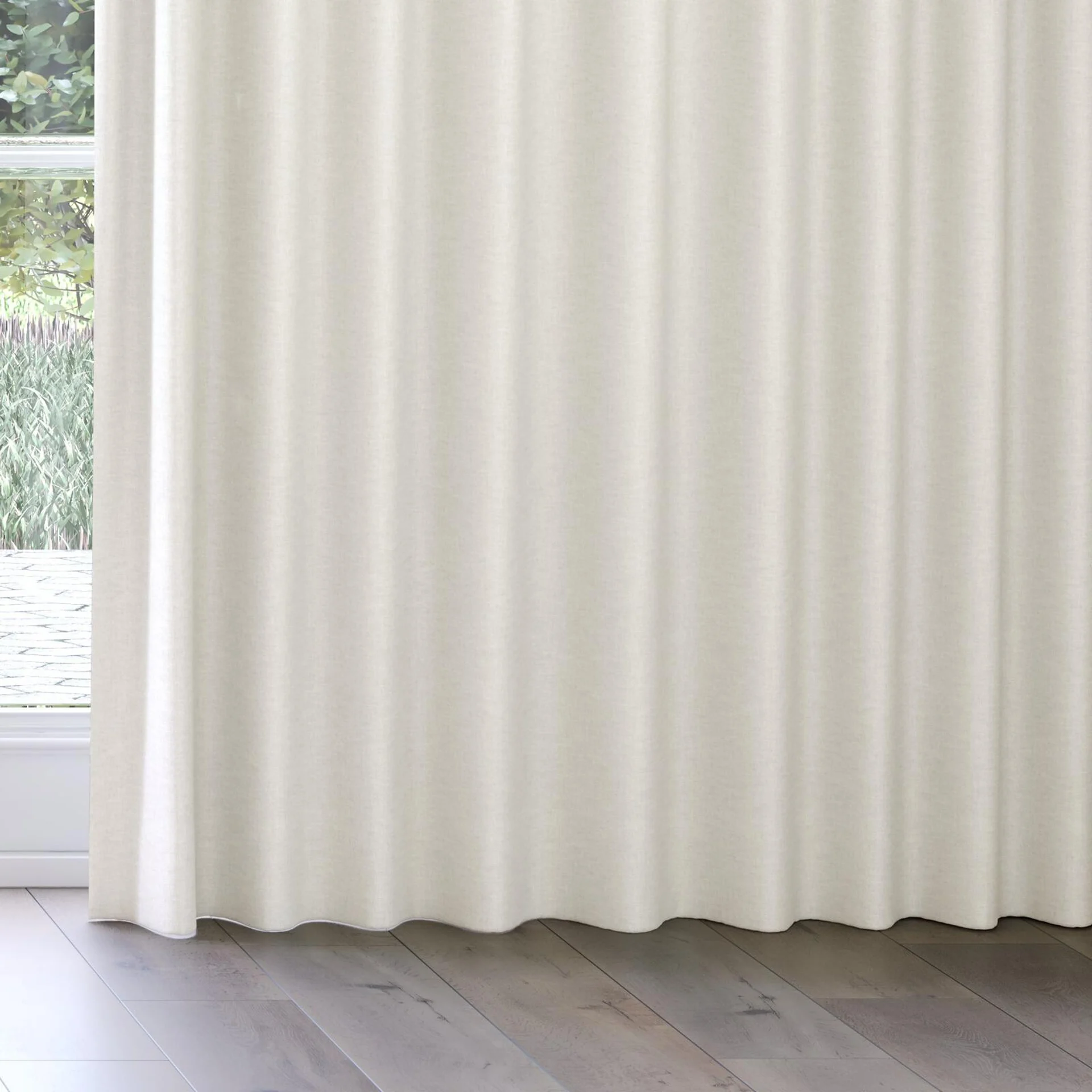 Bottom view of Casual Ivory, on curtain rail
