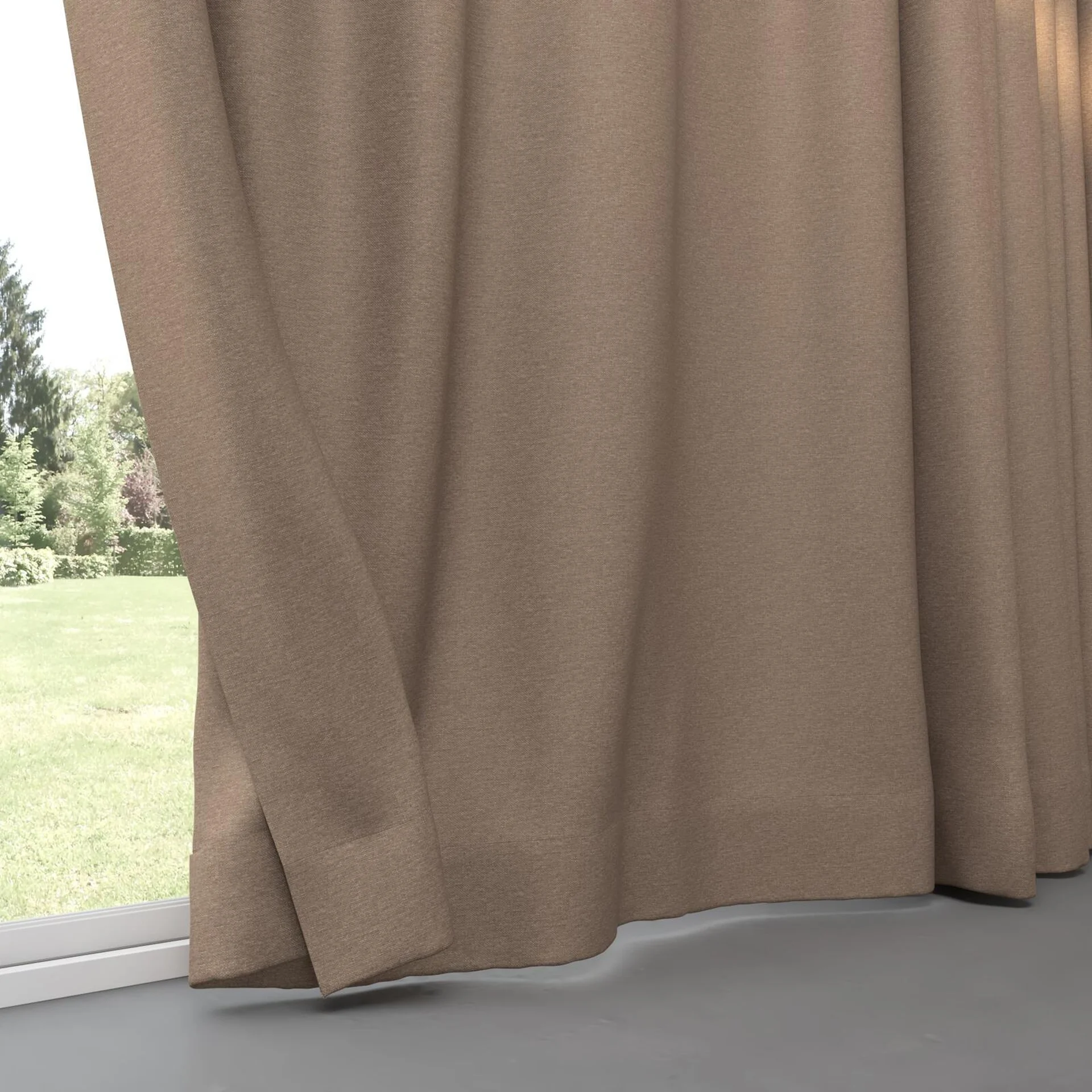 Bottom view of Duede Almond, pinch pleat