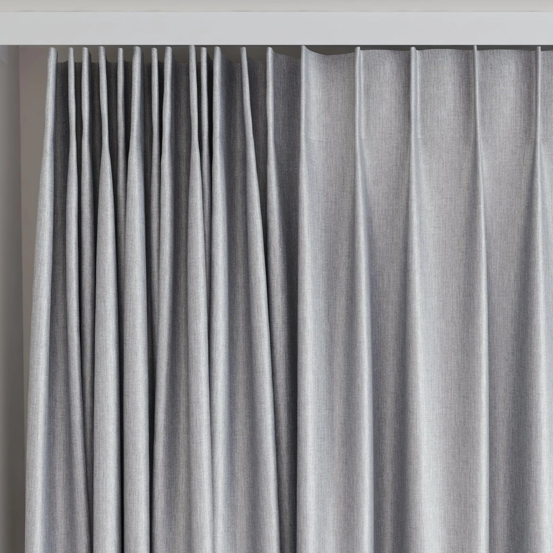 Top view of Matrix Silver, on curtain rail
