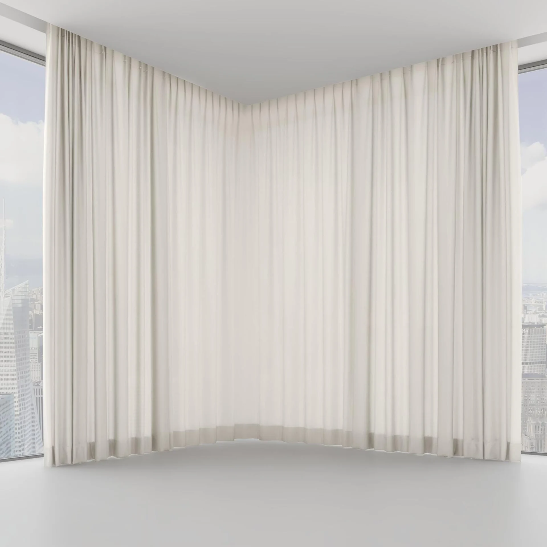 Front view of Linen Mineral, on hidden rail