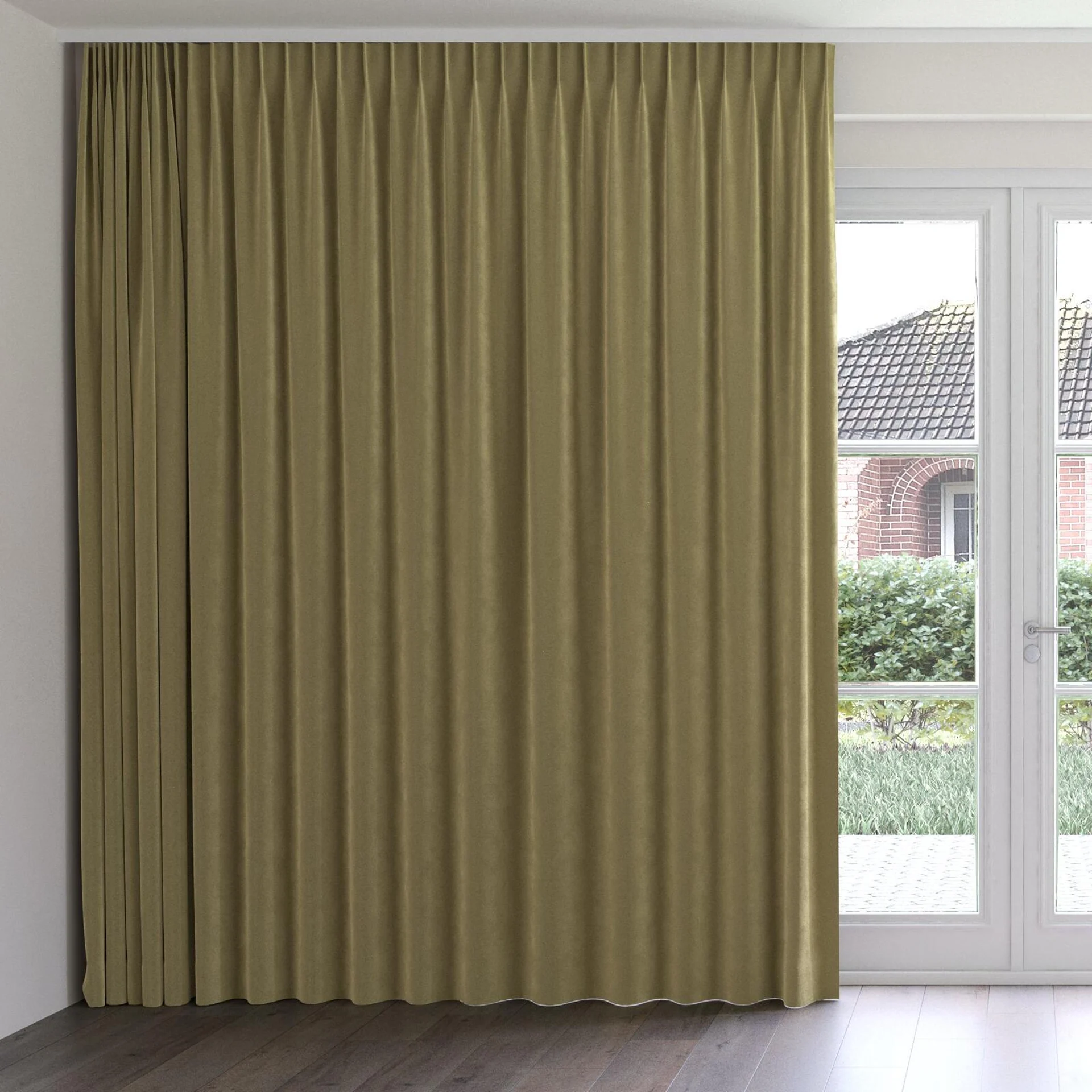 Front view of Vienna Elm, on curtain rail