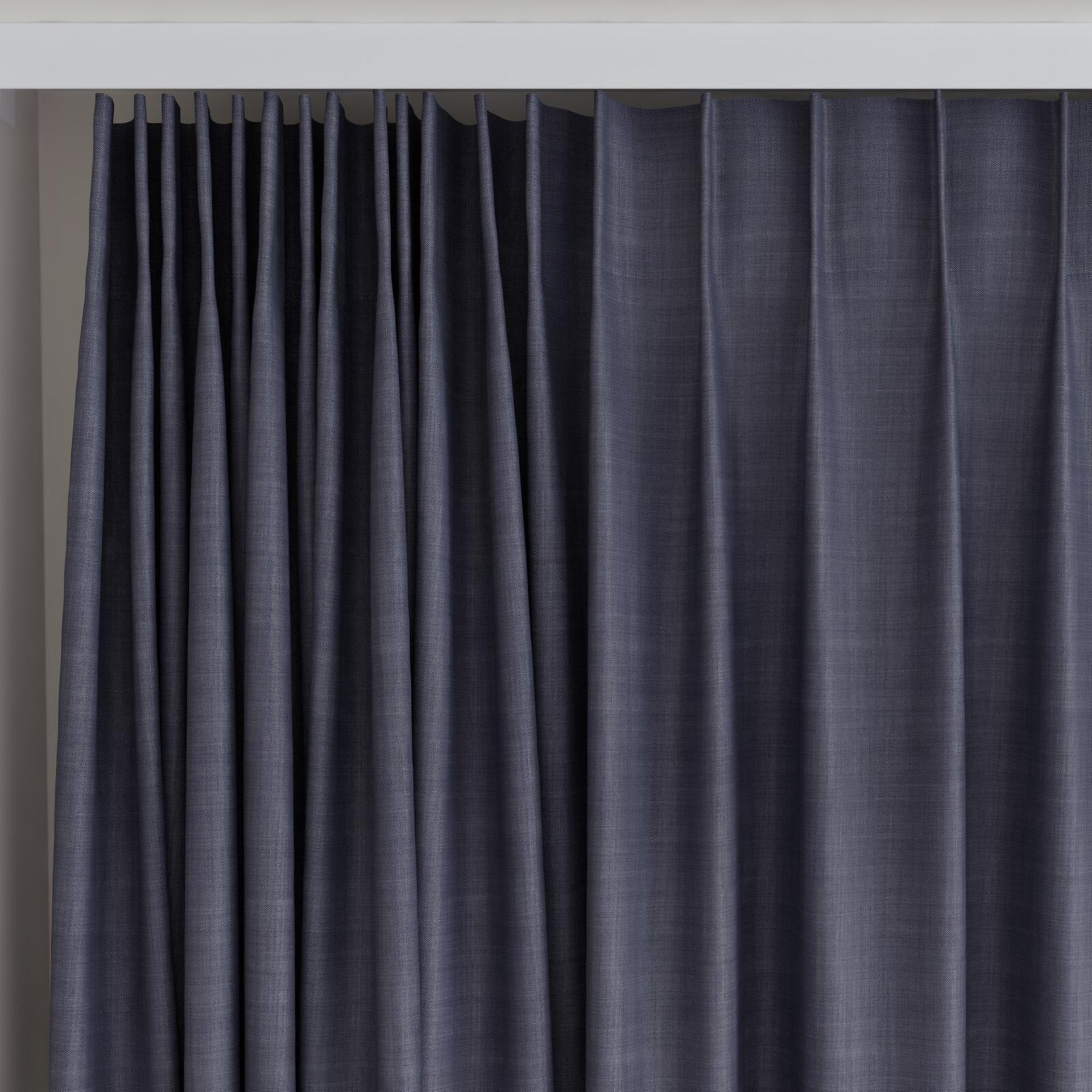 Top view of Loci Dim Out Ink, on curtain rail