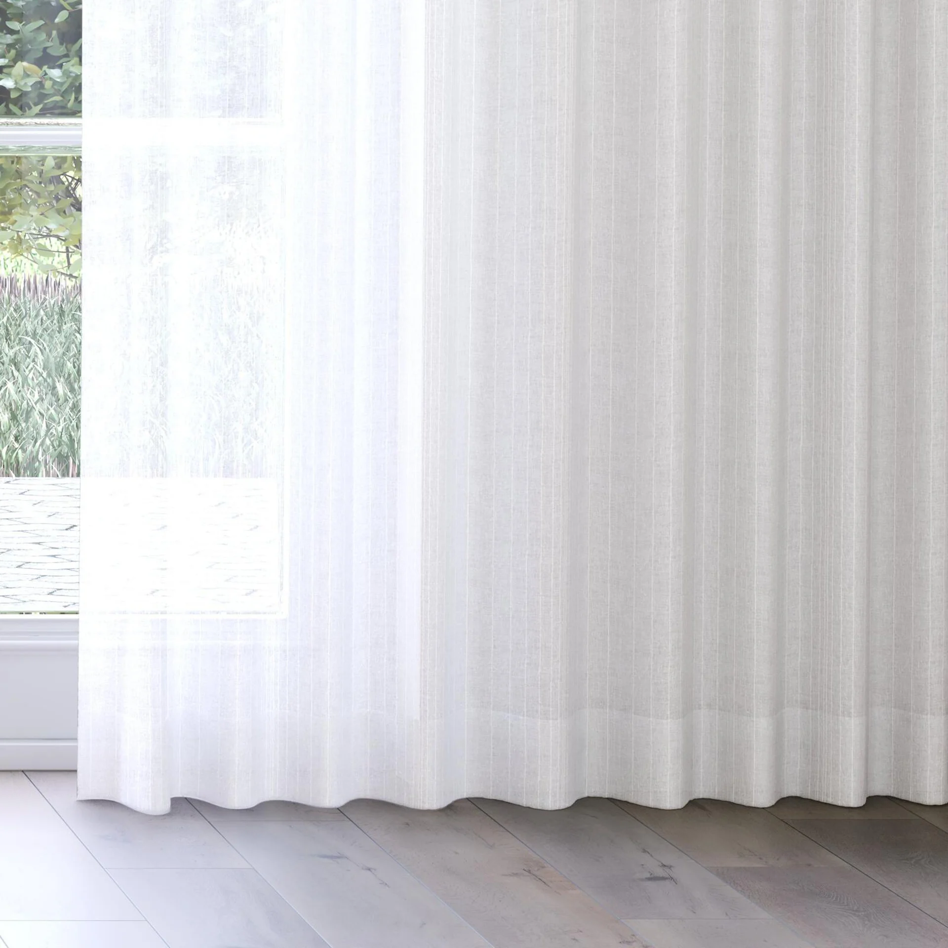 Bottom view of Mira Pristine, on curtain rail
