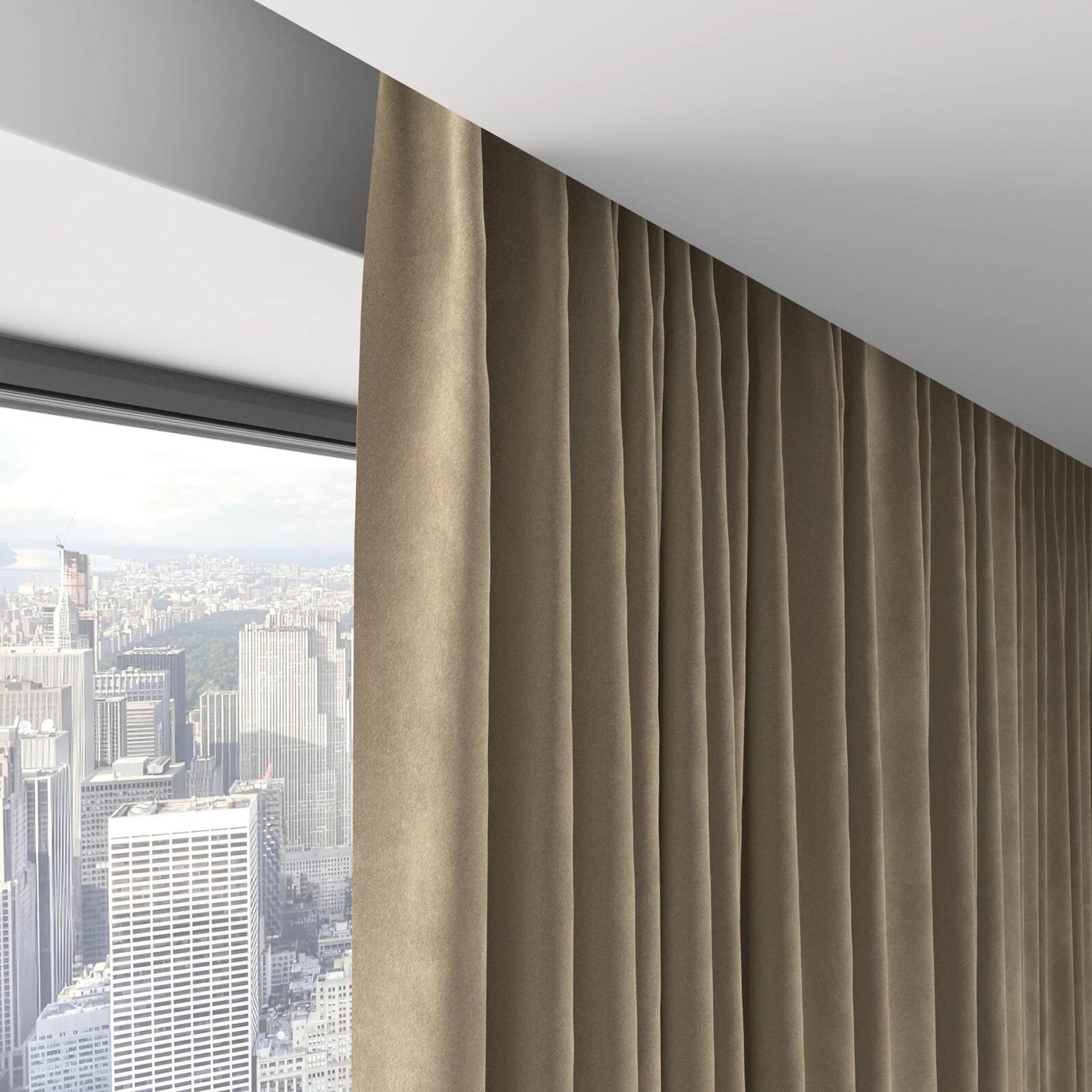 Top view of Vienna Taupe, on hidden rail