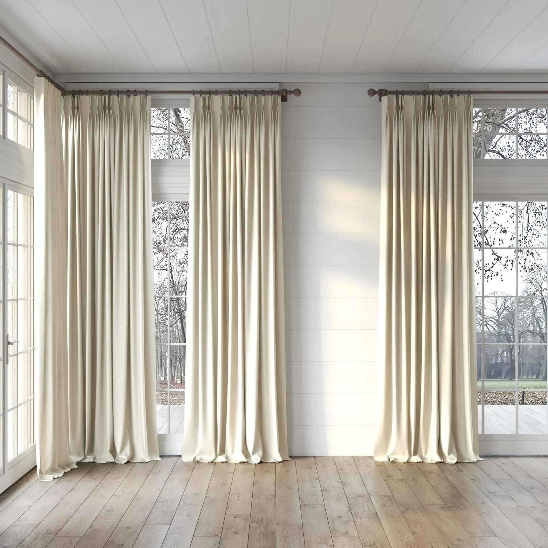 Full view of Hometown Cookie, puddled, on curtain rod