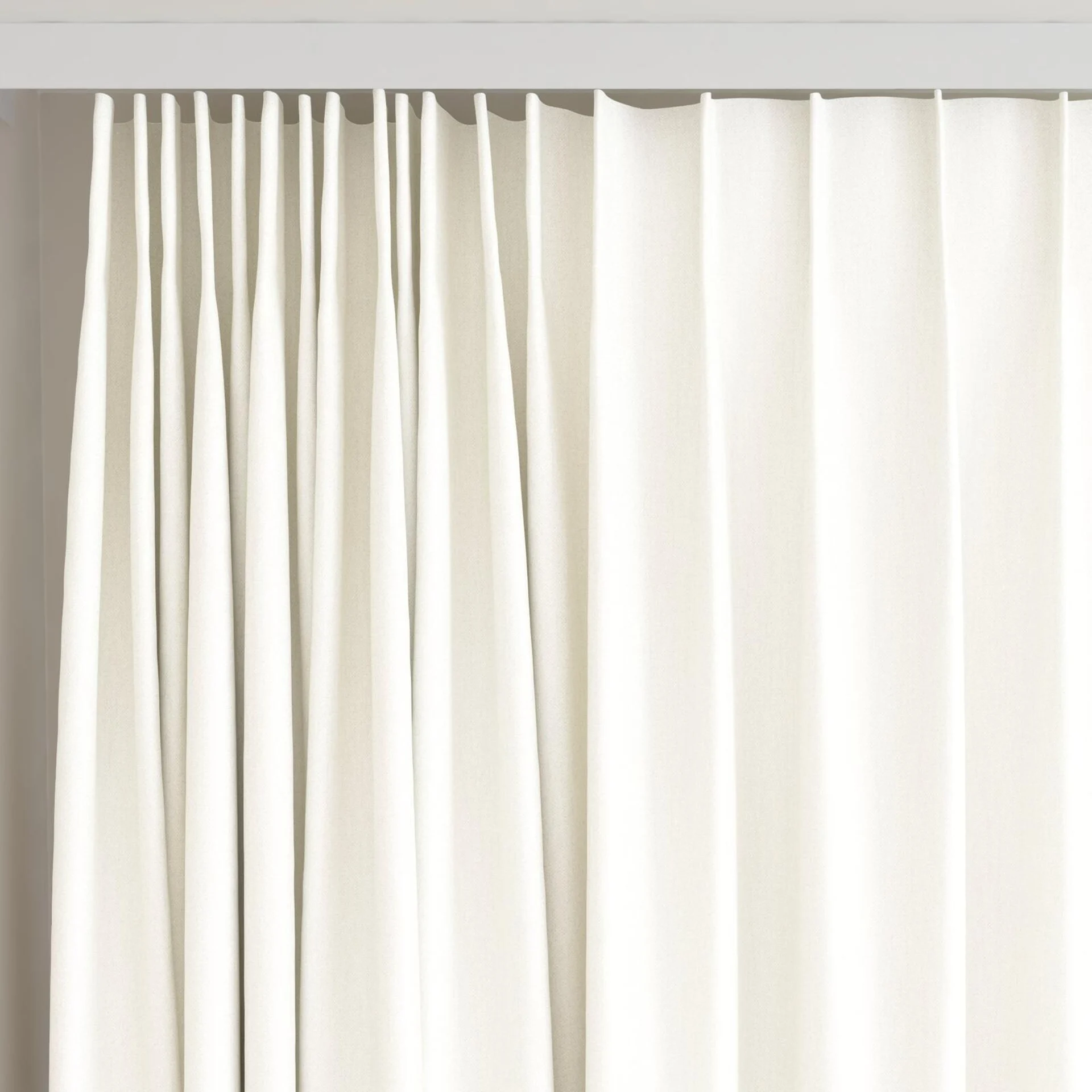 Top view of Excel Ivory, on curtain rail