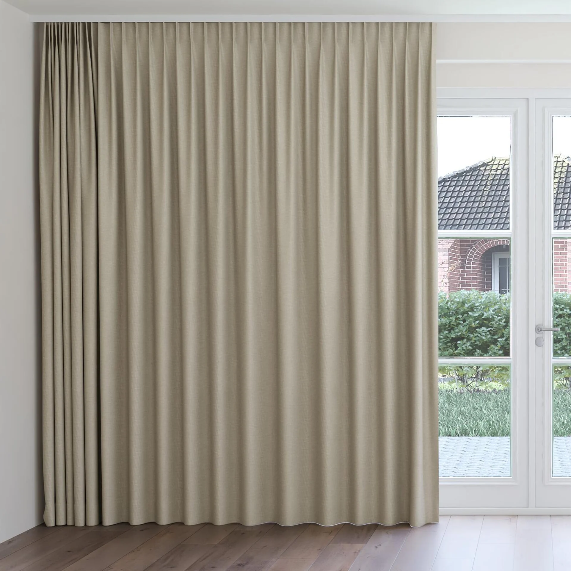 Front view of Casual Wheat, on curtain rail