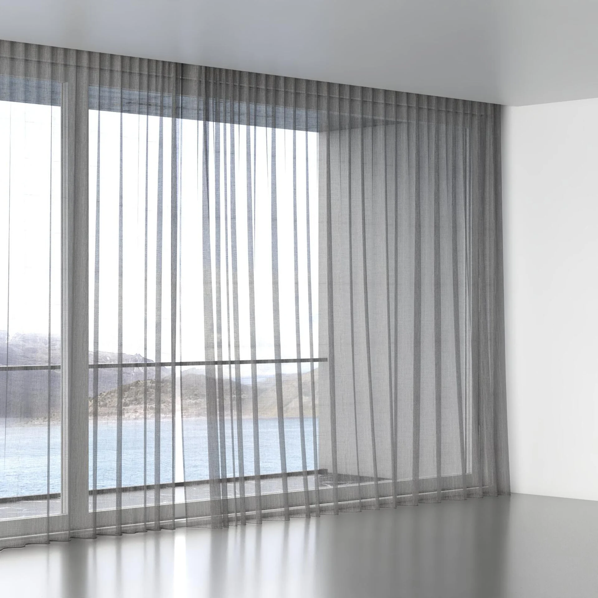 Full view of Radiant Aluminium, wave pleat