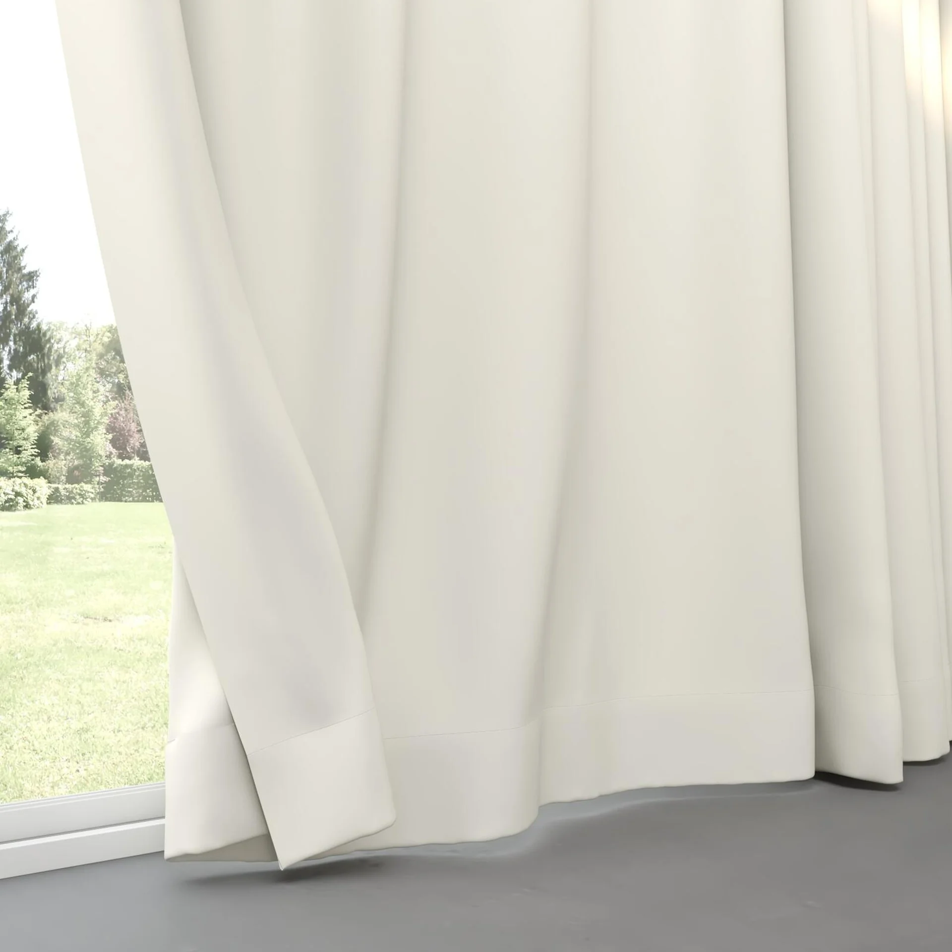 Bottom view of Ultra Dim Natural, pinch pleat