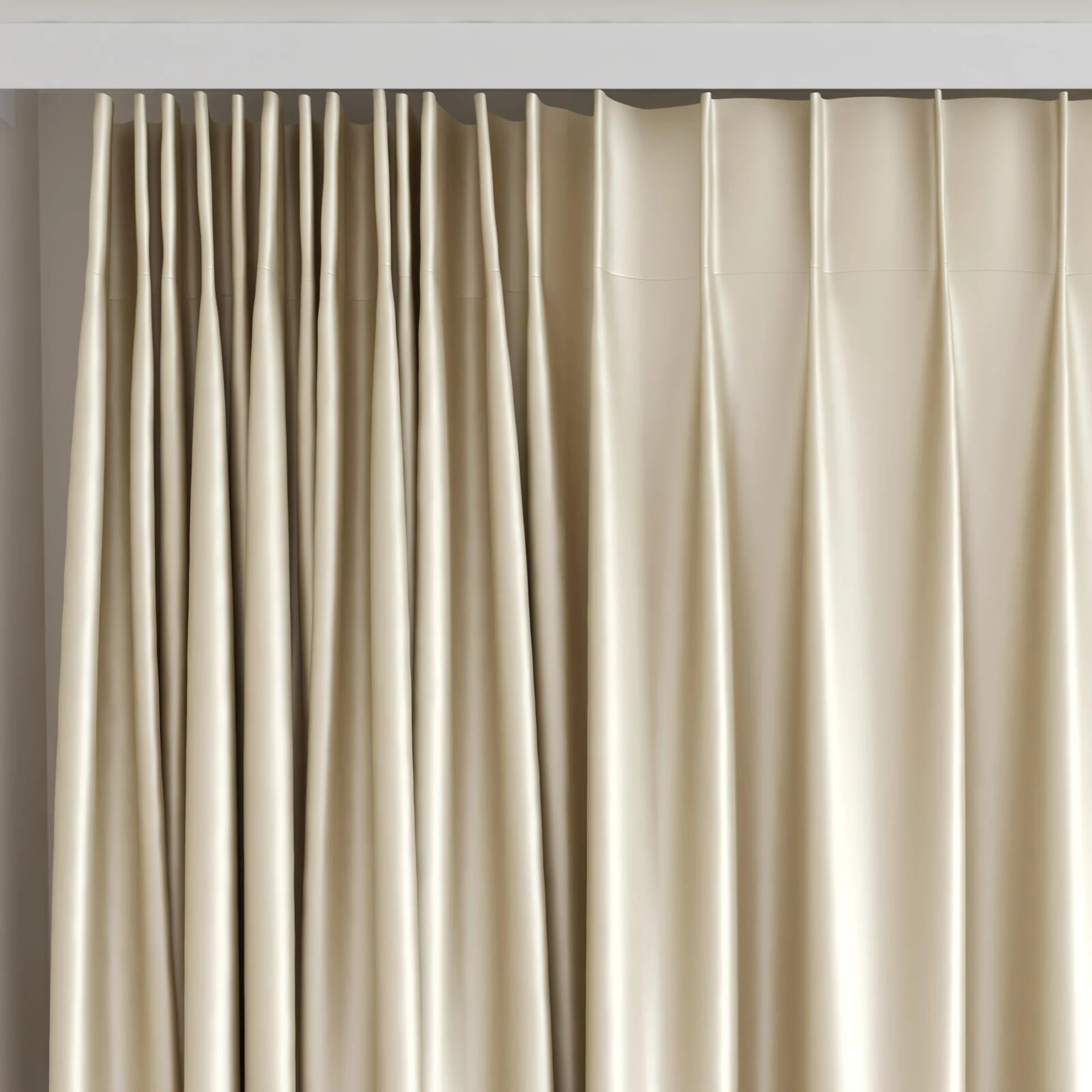Top view of Moonbeam Antique, on curtain rail