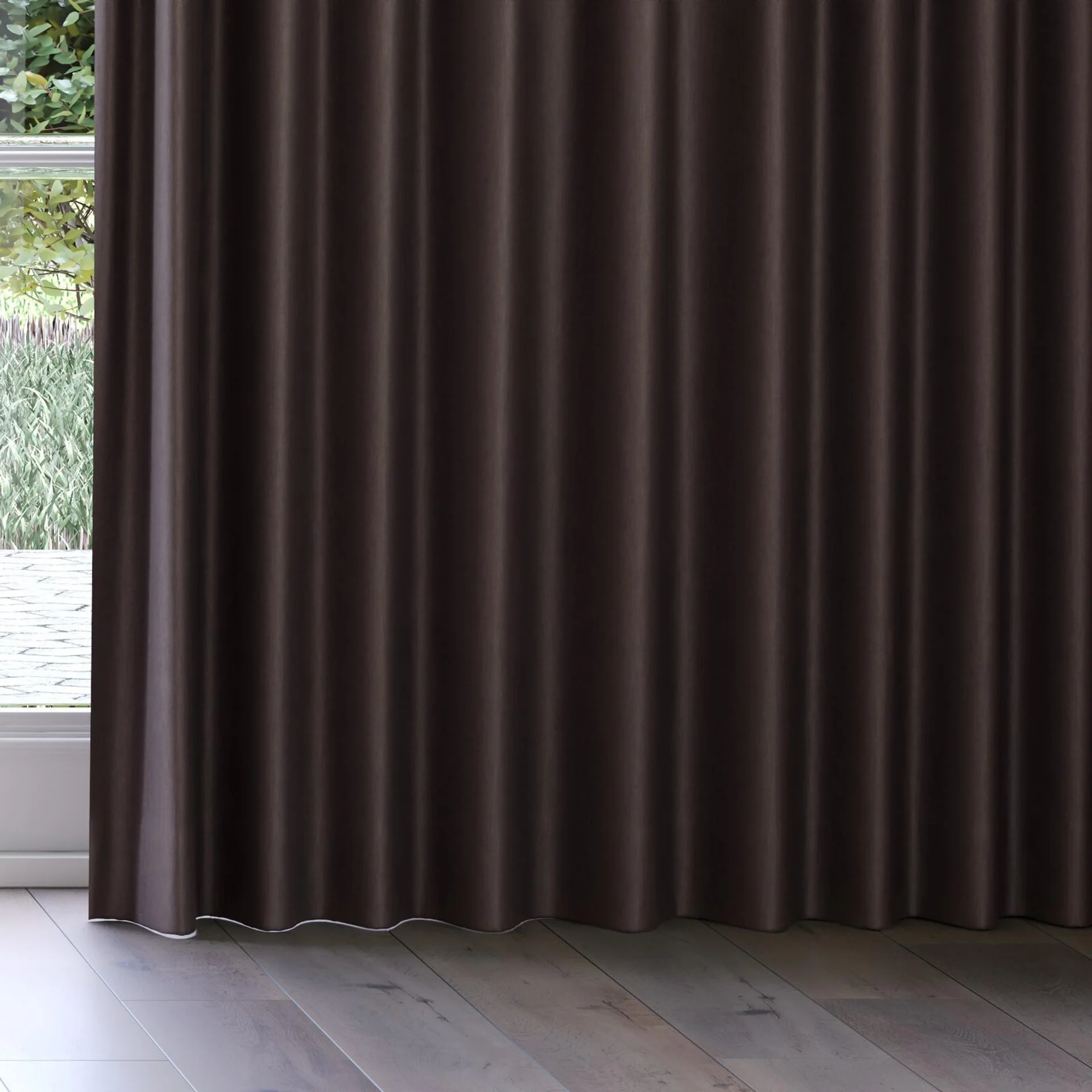 Bottom view of Fiji Chocolate, on curtain rail