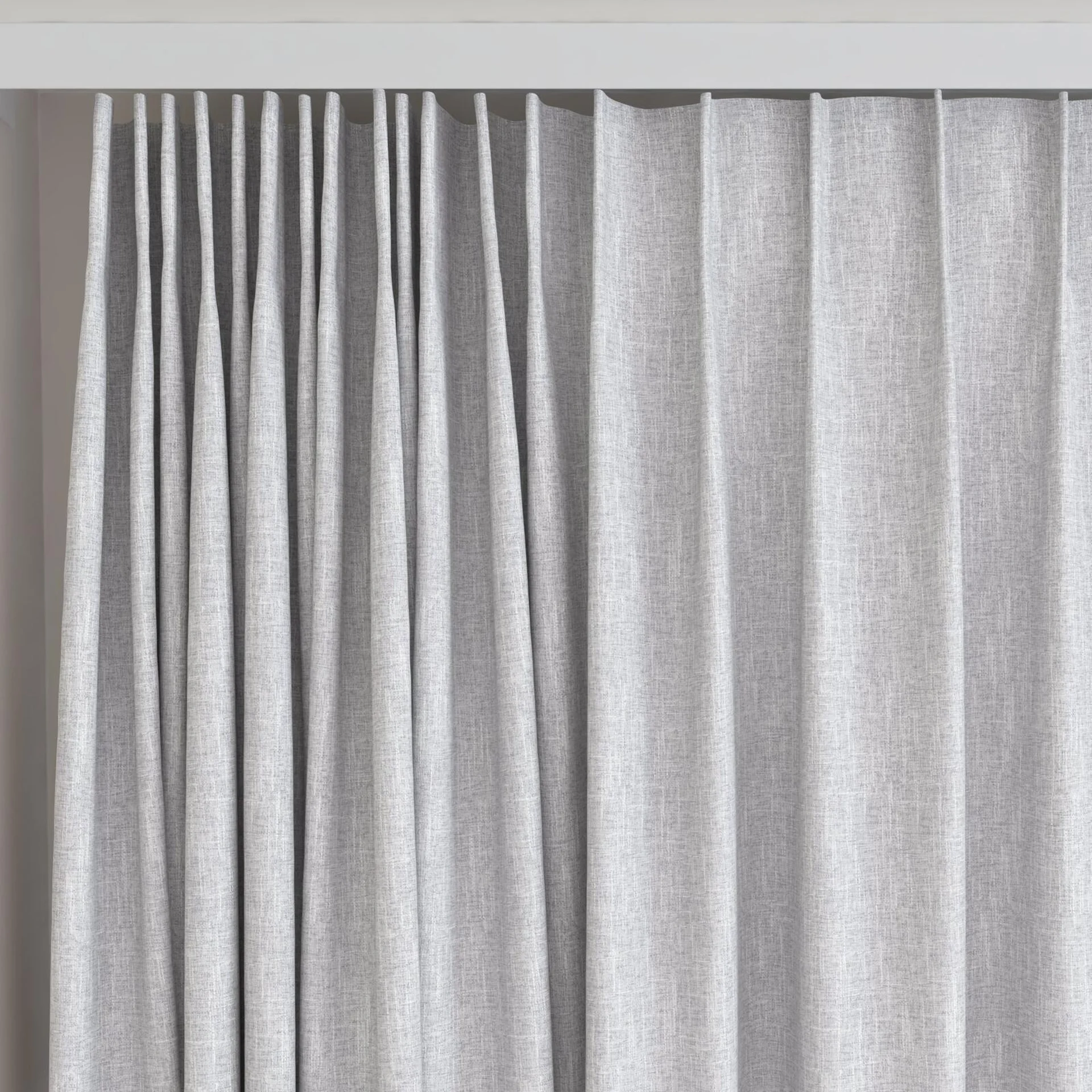 Top view of Retreat II Stone, on curtain rail