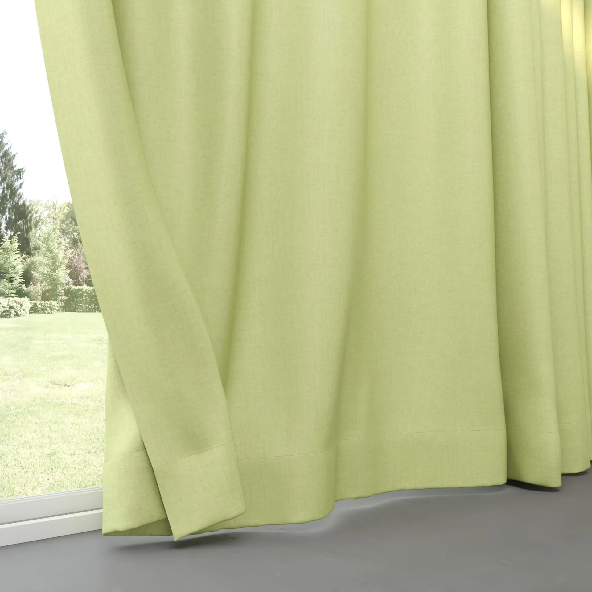 Bottom view of Cushy Lime, pinch pleat