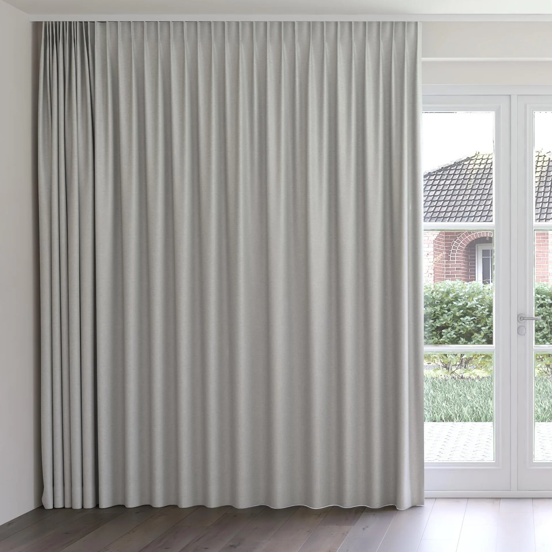 Front view of Colourwash Eco Penguin, on curtain rail
