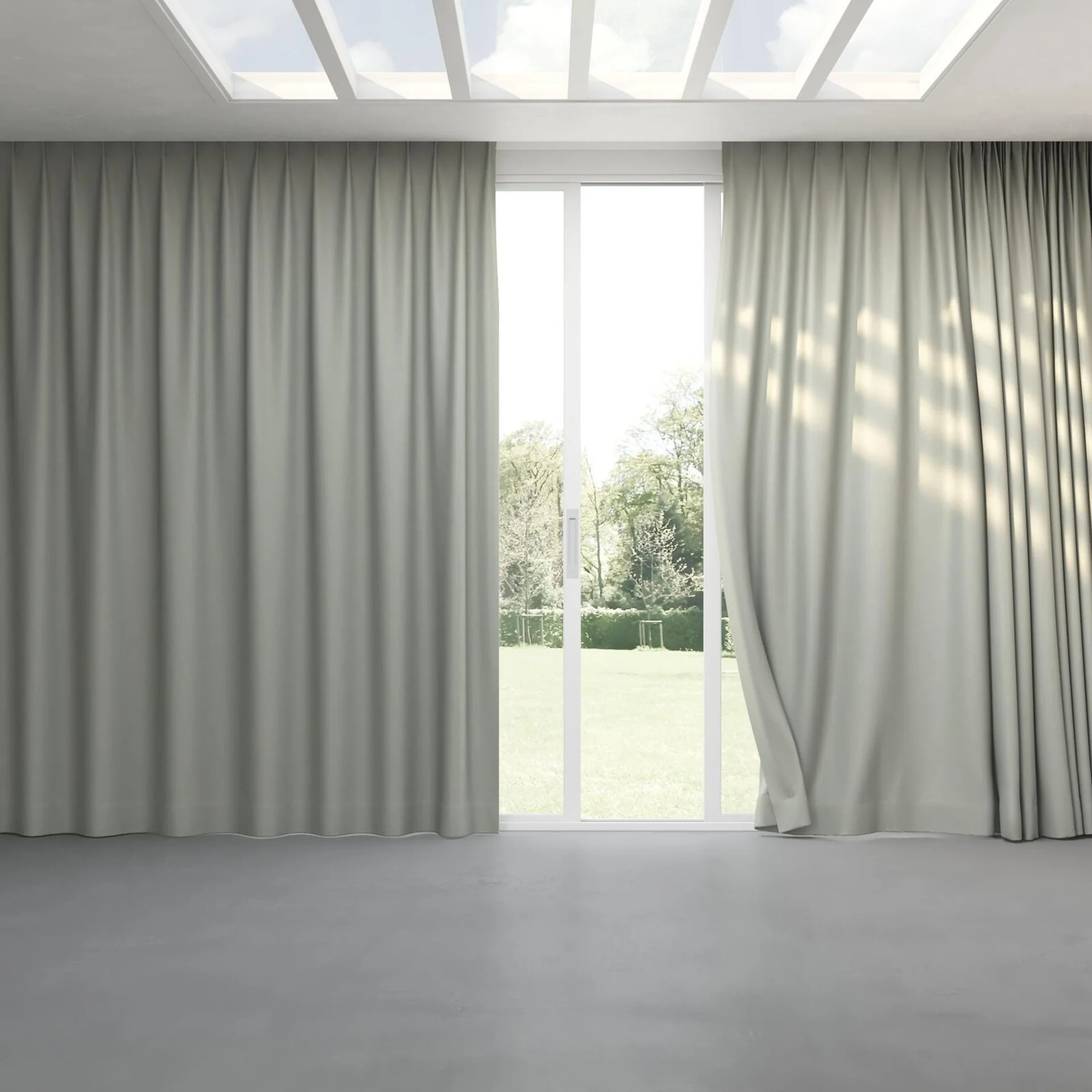Full view of Colourwash Eco Duckegg, pinch pleat