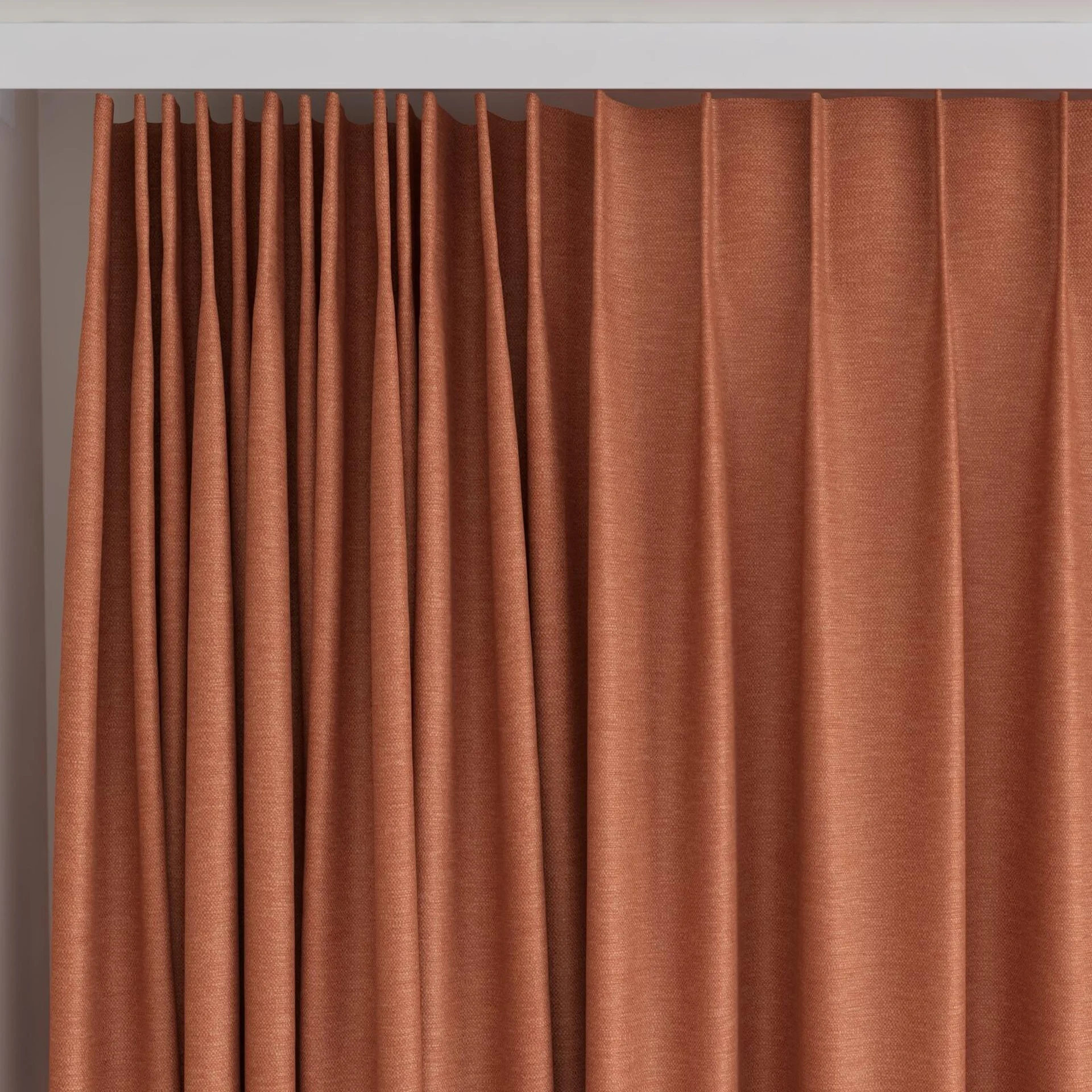 Top view of Colourwash Eco Terra, on curtain rail