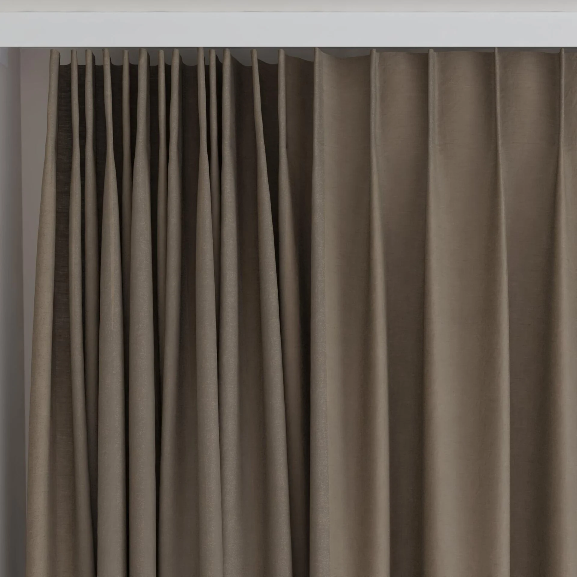 Top view of Gouache Sepia, on curtain rail
