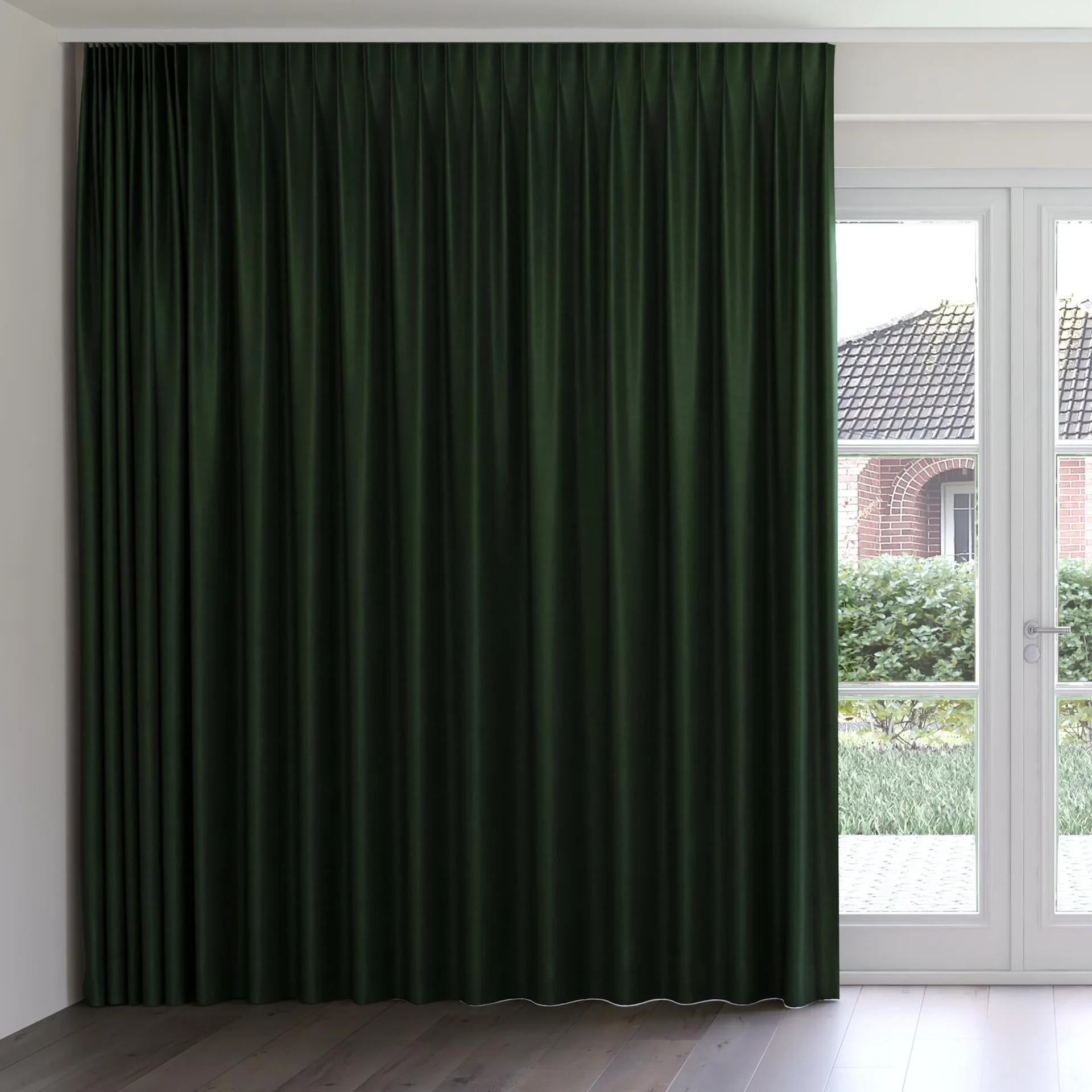 Front view of Drama Camouflage, on curtain rail