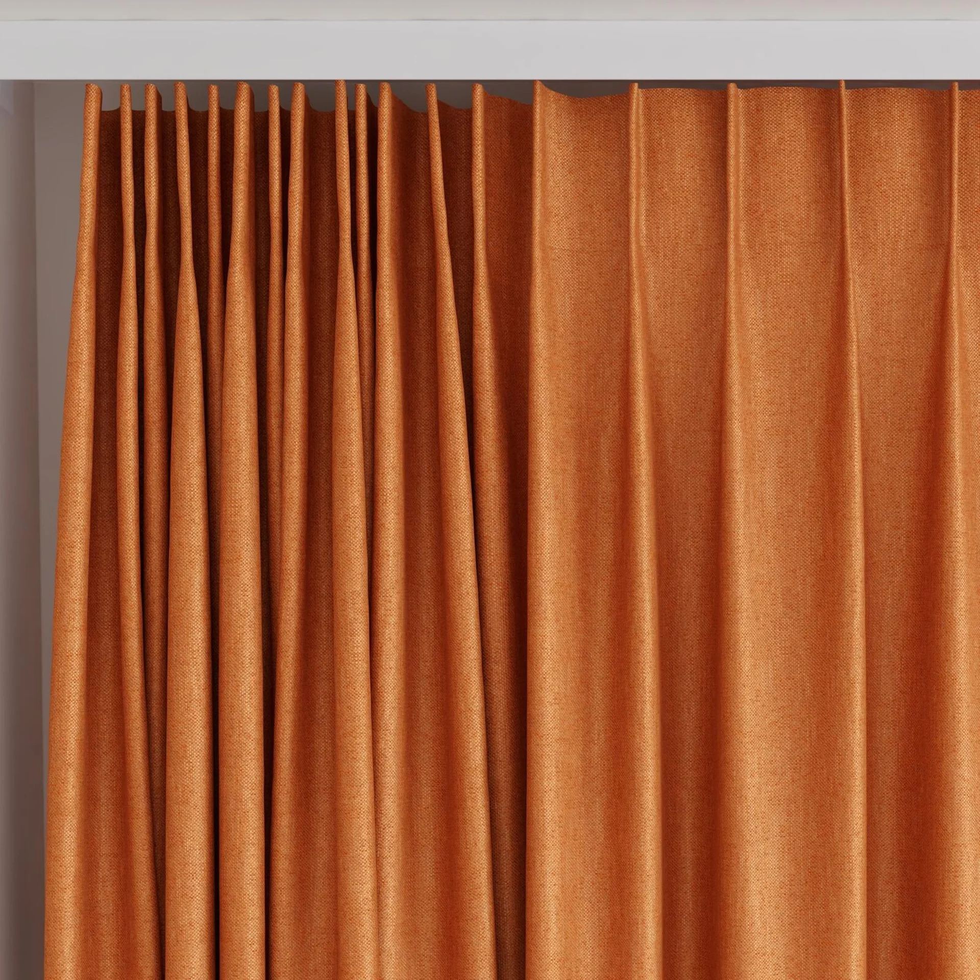 Top view of Bronco Tangerine, on curtain rail