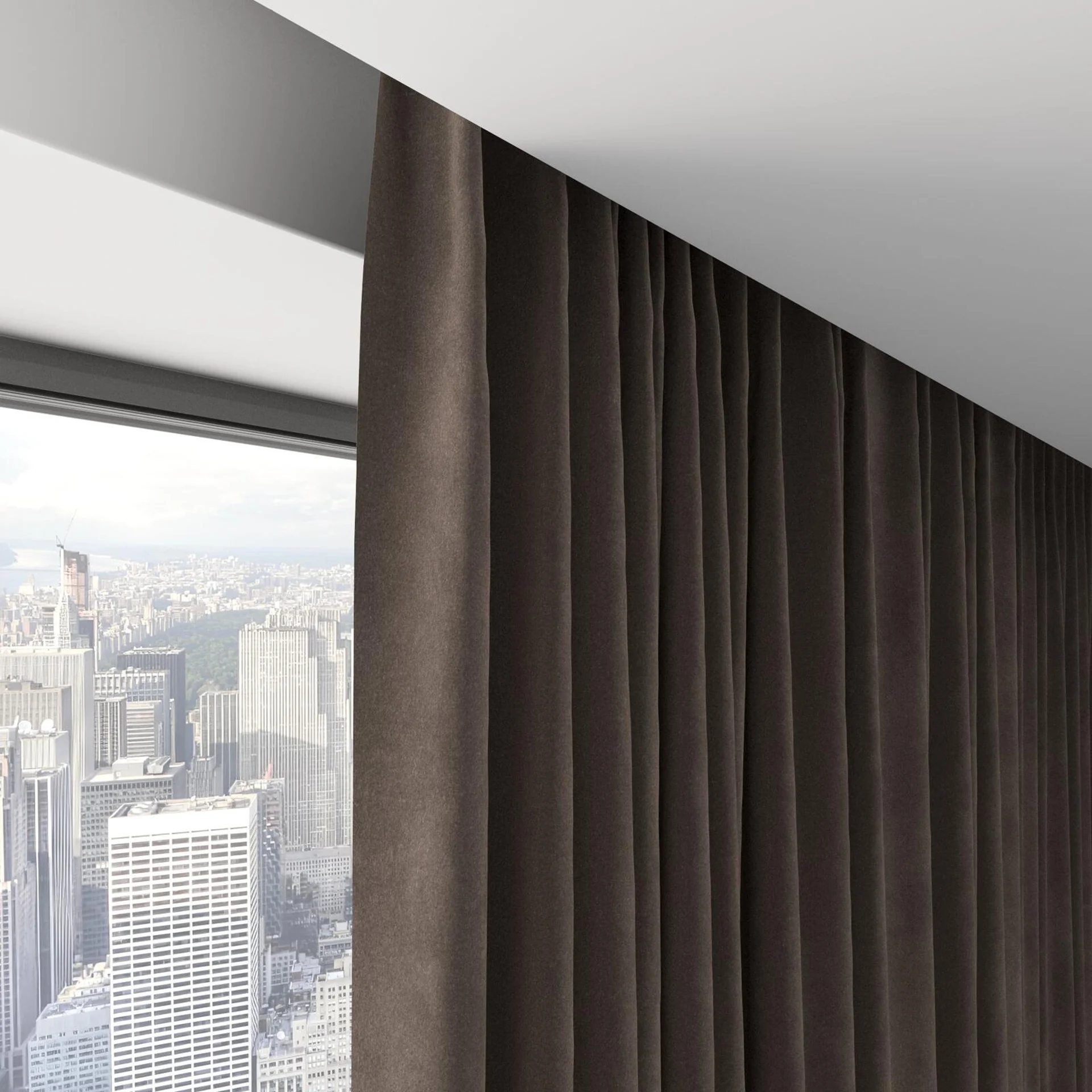 Top view of Lux Velvet Mocha 8705, on hidden rail
