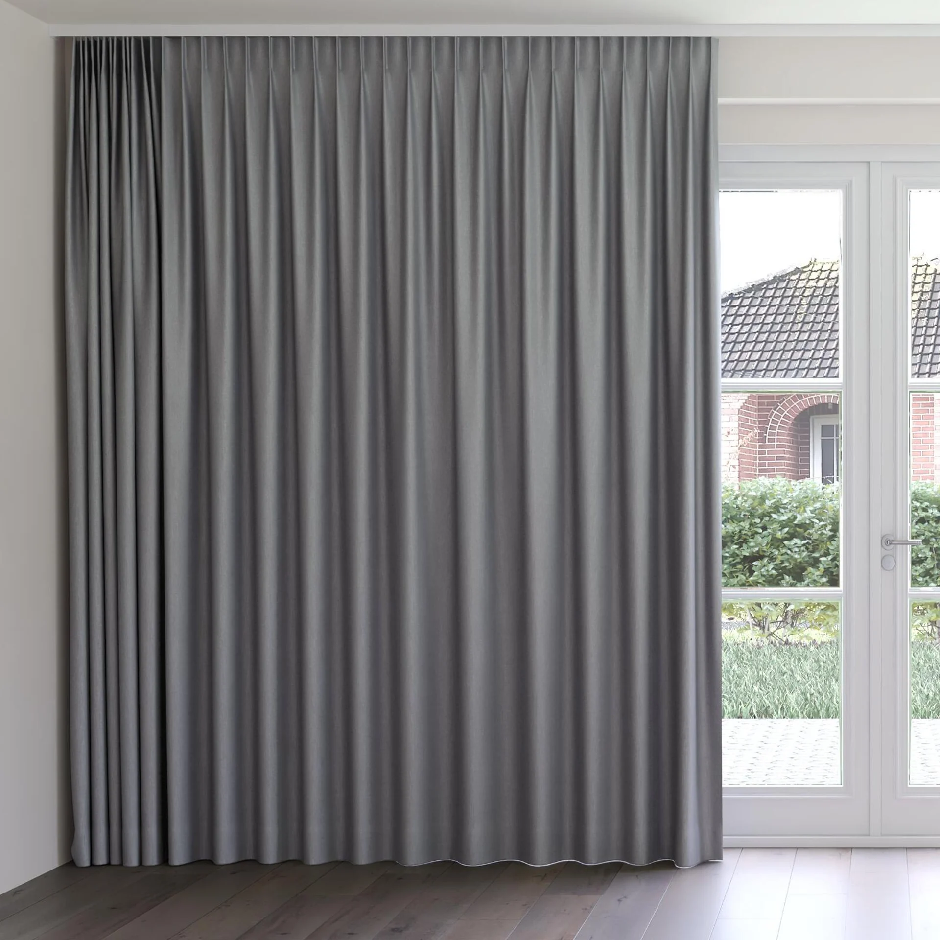 Front view of Bavaria Aluminium, on curtain rail