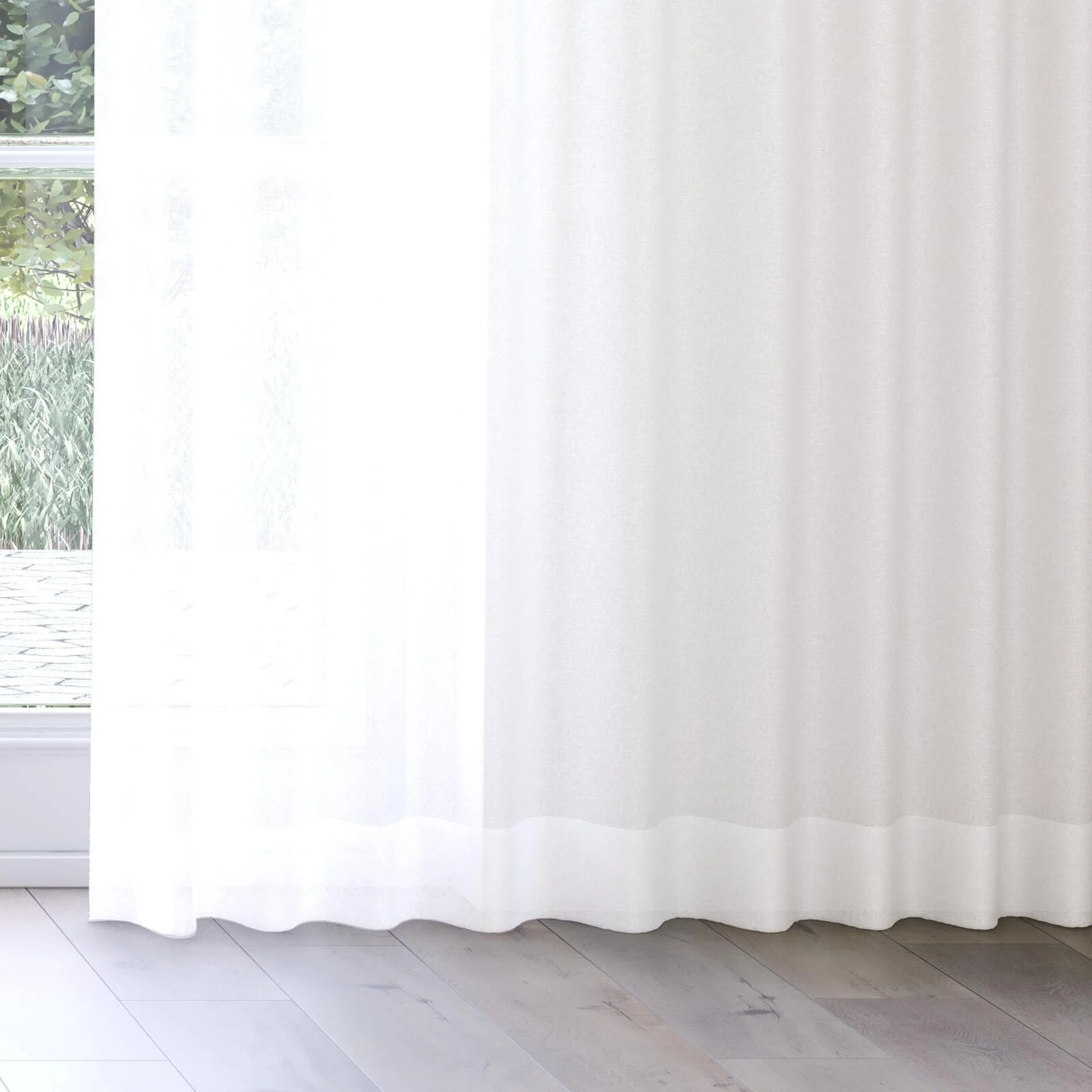 Bottom view of Alcova Snow, on curtain rail