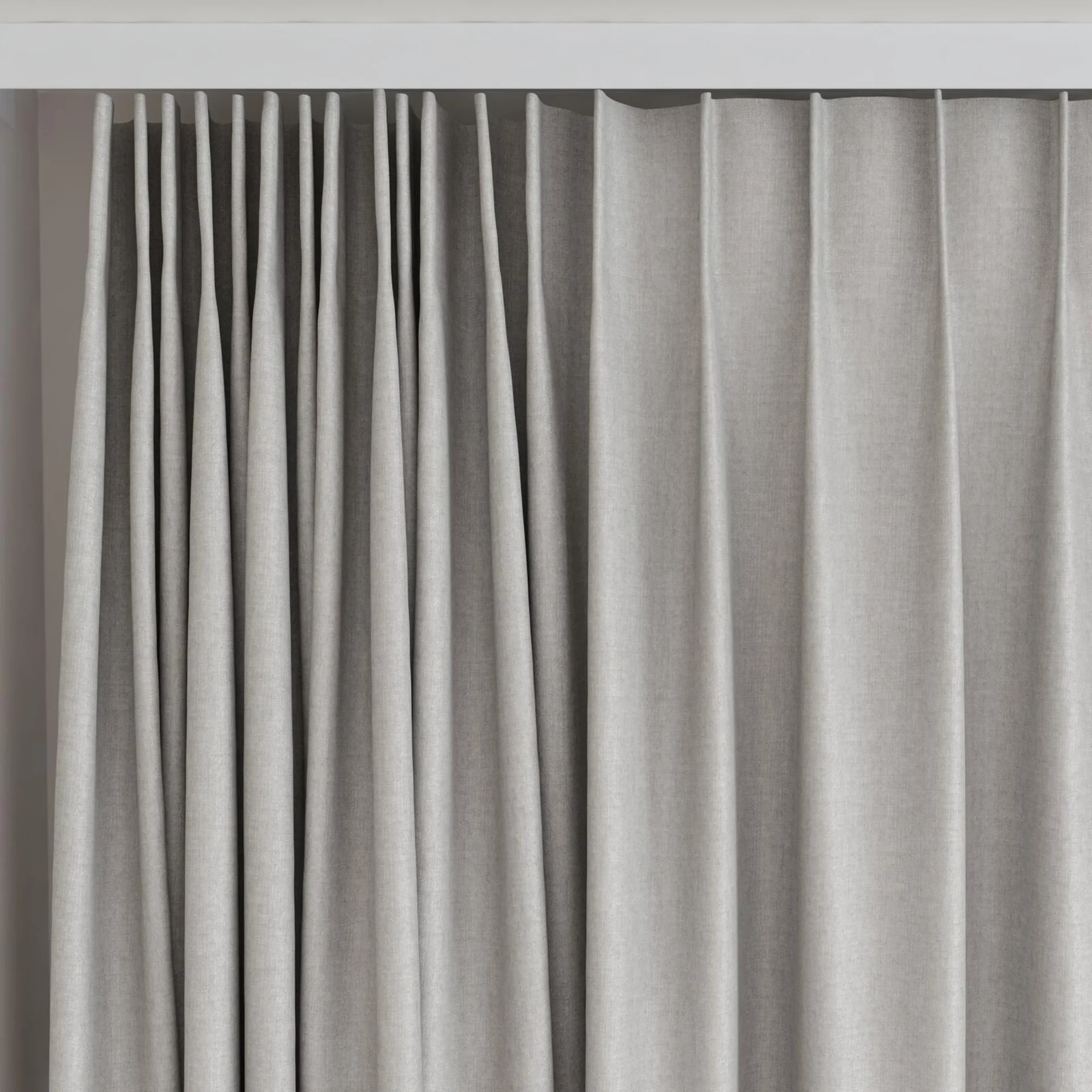 Top view of Cushy Aluminium, on curtain rail