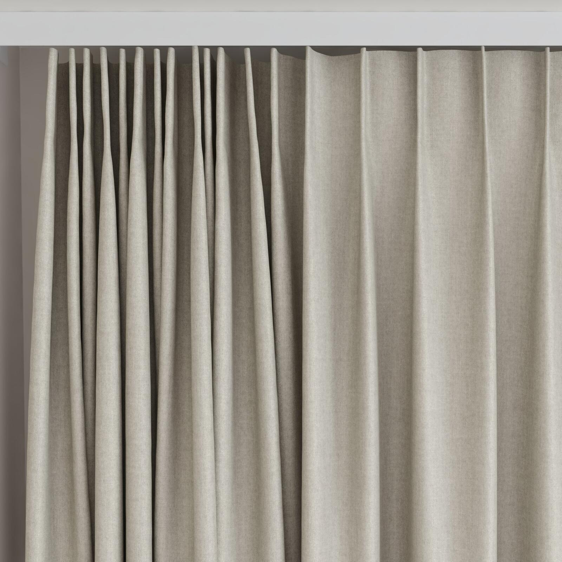 Top view of Cushy Linen, on curtain rail
