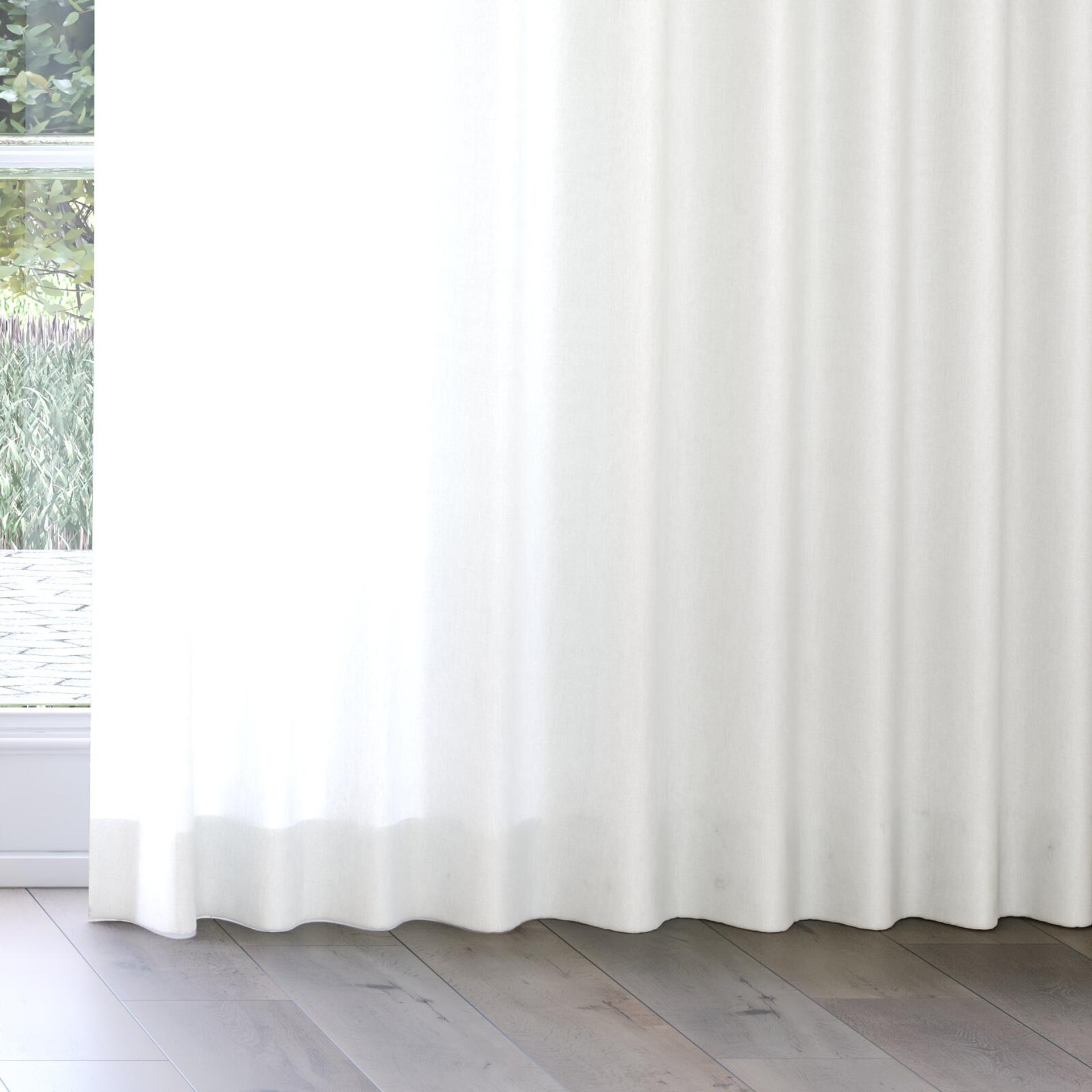 Bottom view of Ophelia Feather, on curtain rail